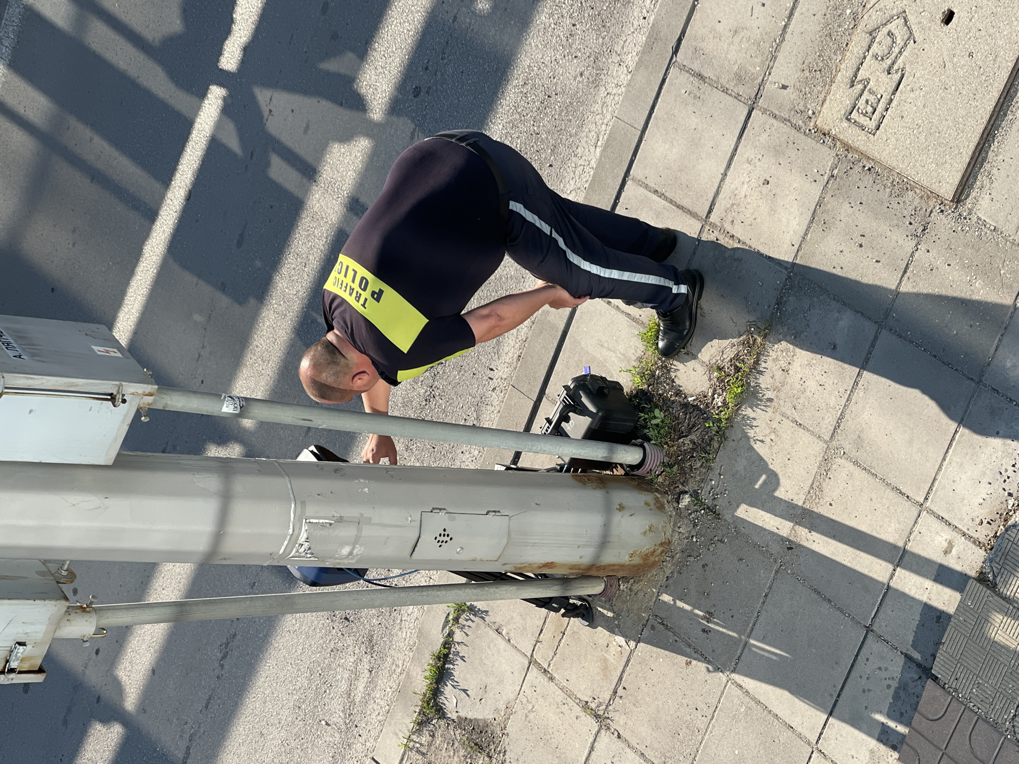 Morning activities captured across Sofia: traffic officer, office selfies