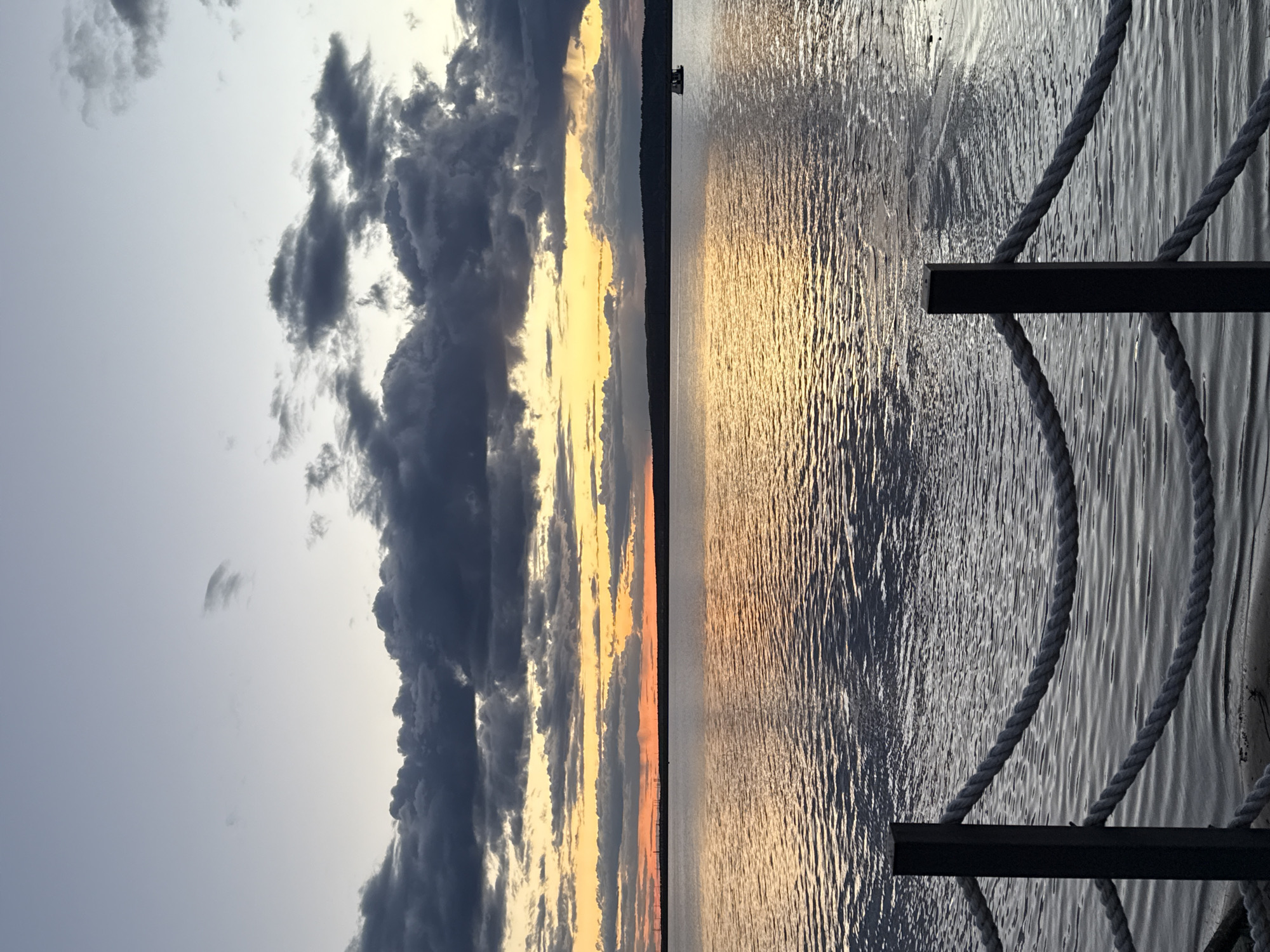 Sunset observed along Kama River waterfront in Chaikovsky, Russia