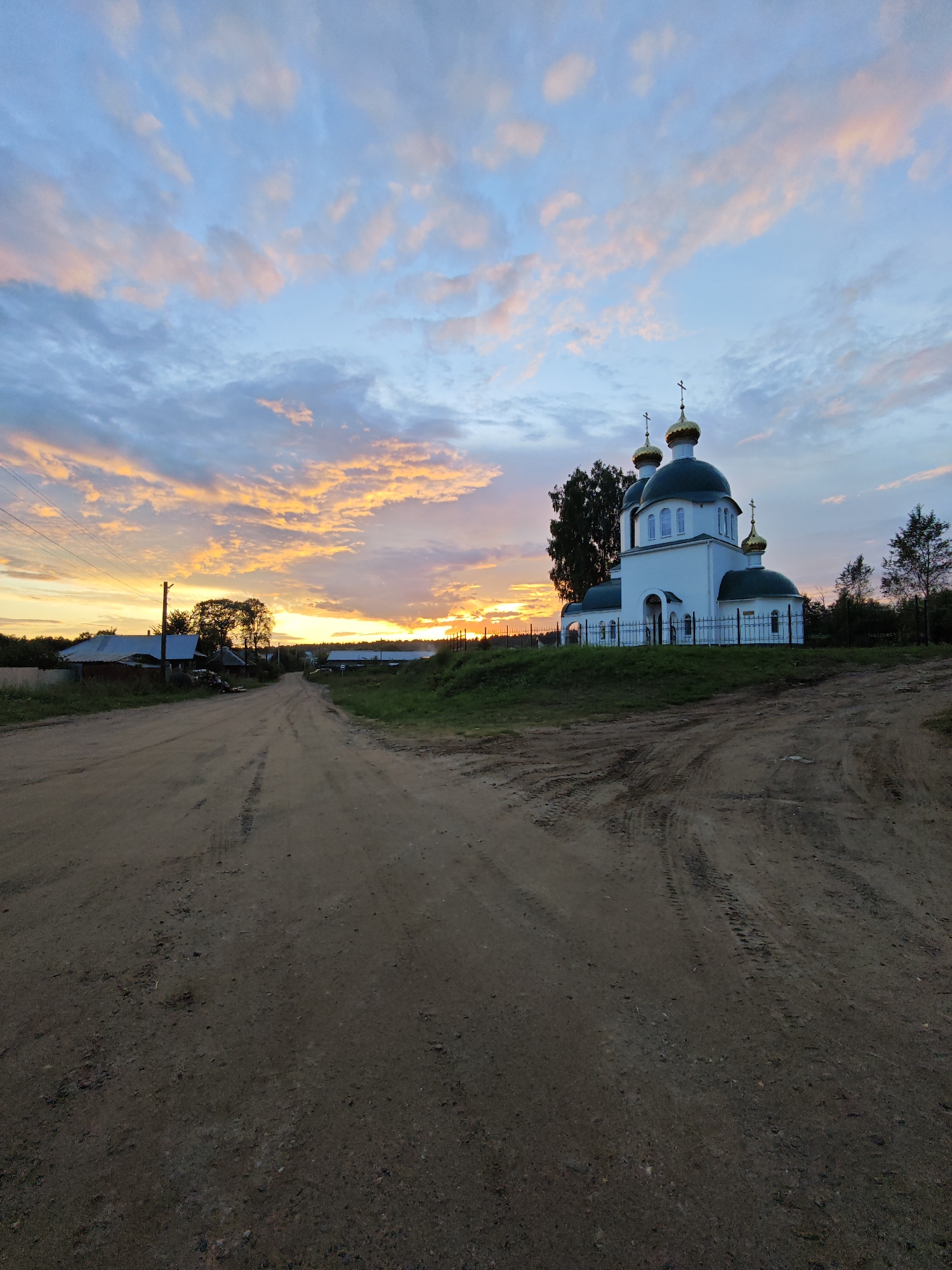 Orthodox church at sunset, Markovo, Russia