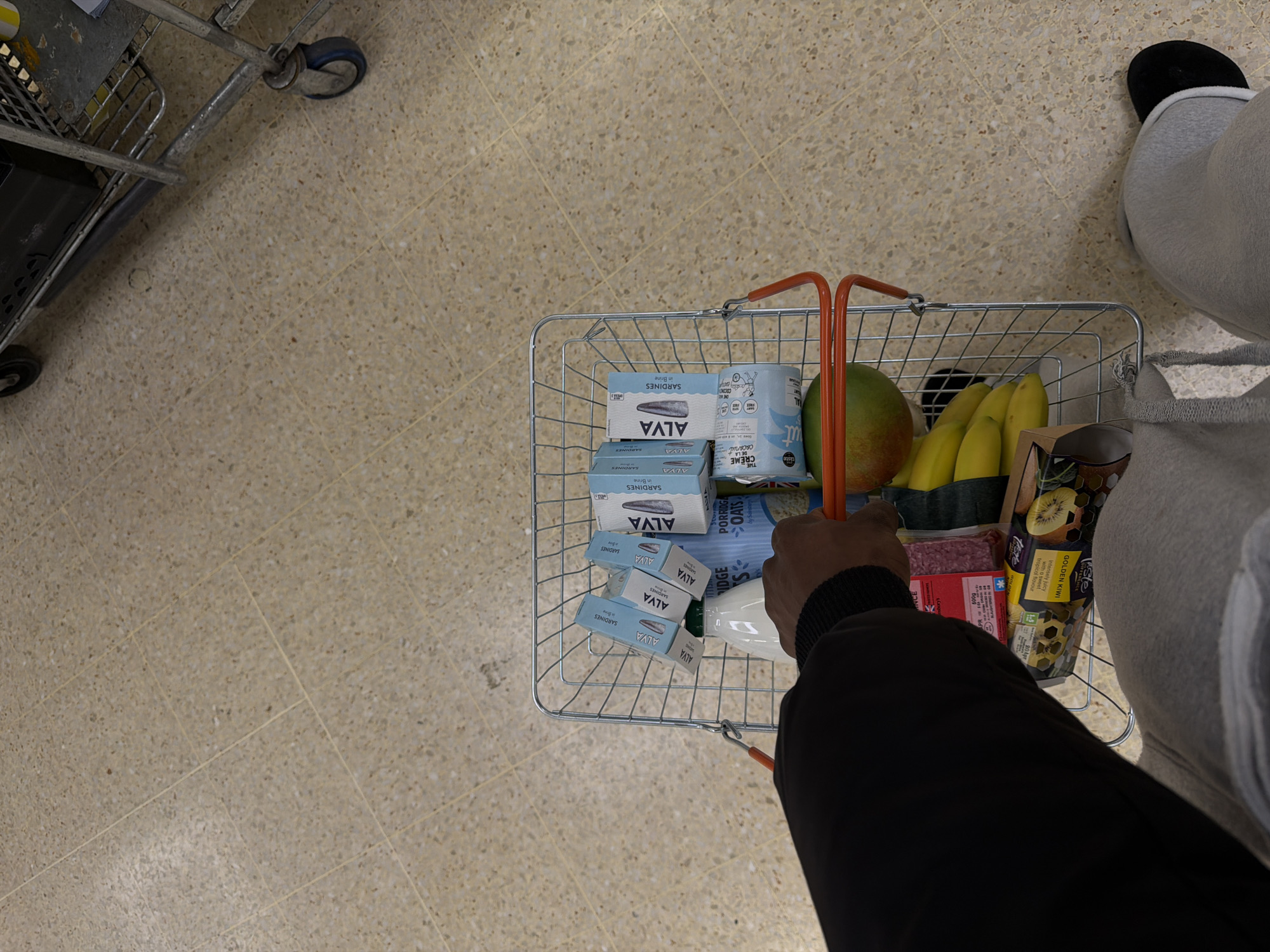 Routine grocery shopping documented at London supermarket