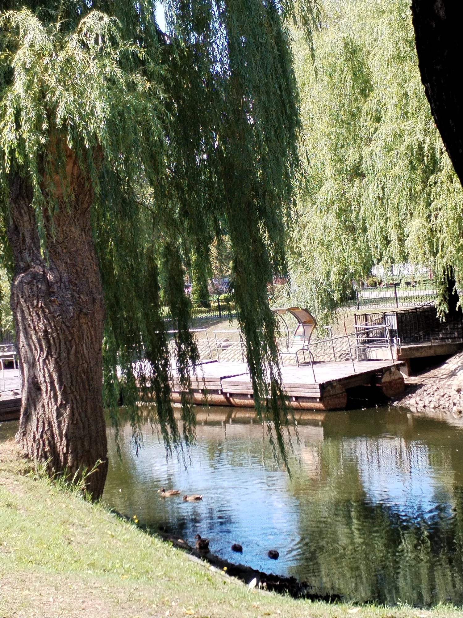 Afternoon in a classical riverside park in Kobryn, Belarus