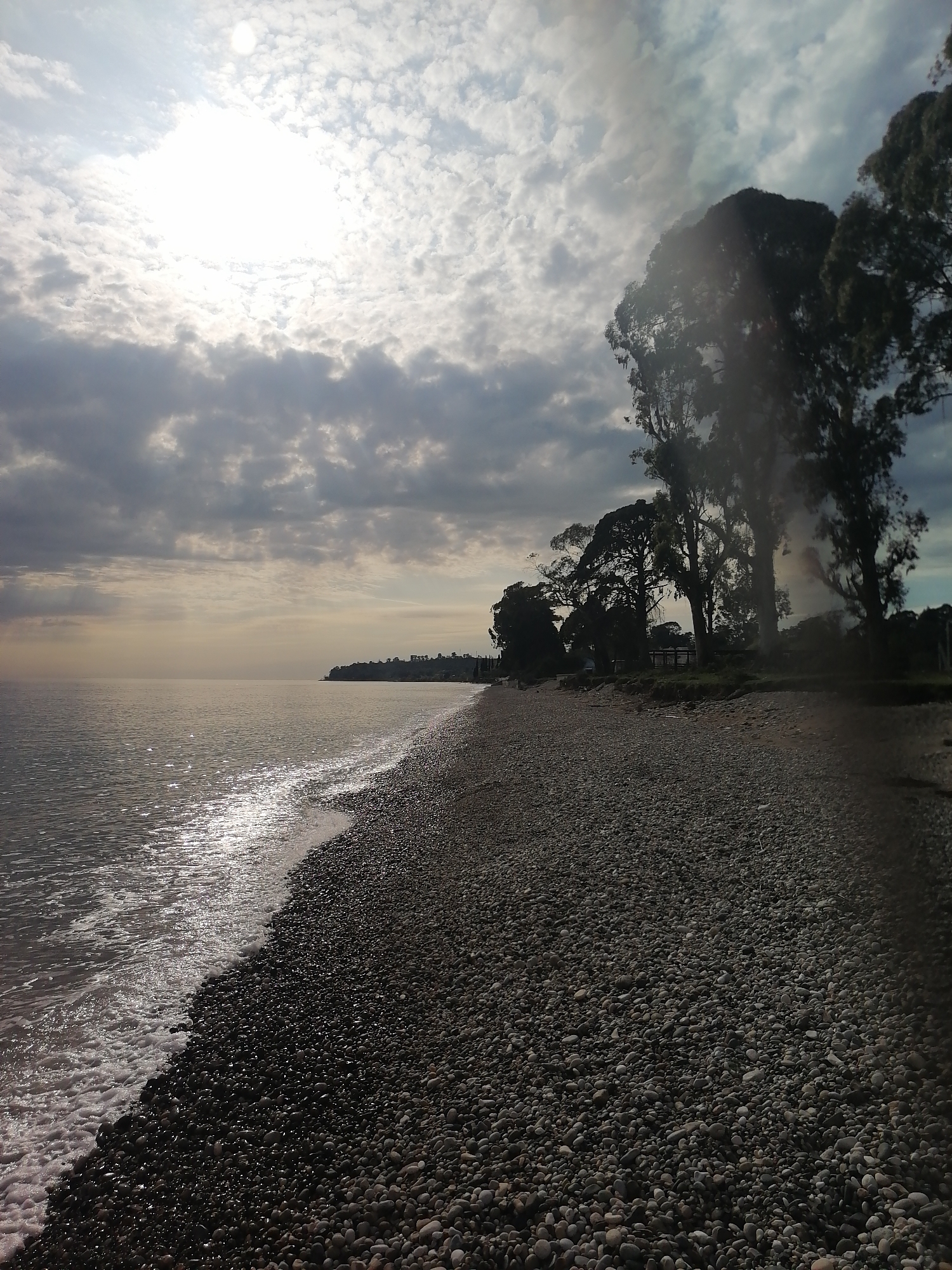 Empty pebble beach documented in New Athos, Abkhazia