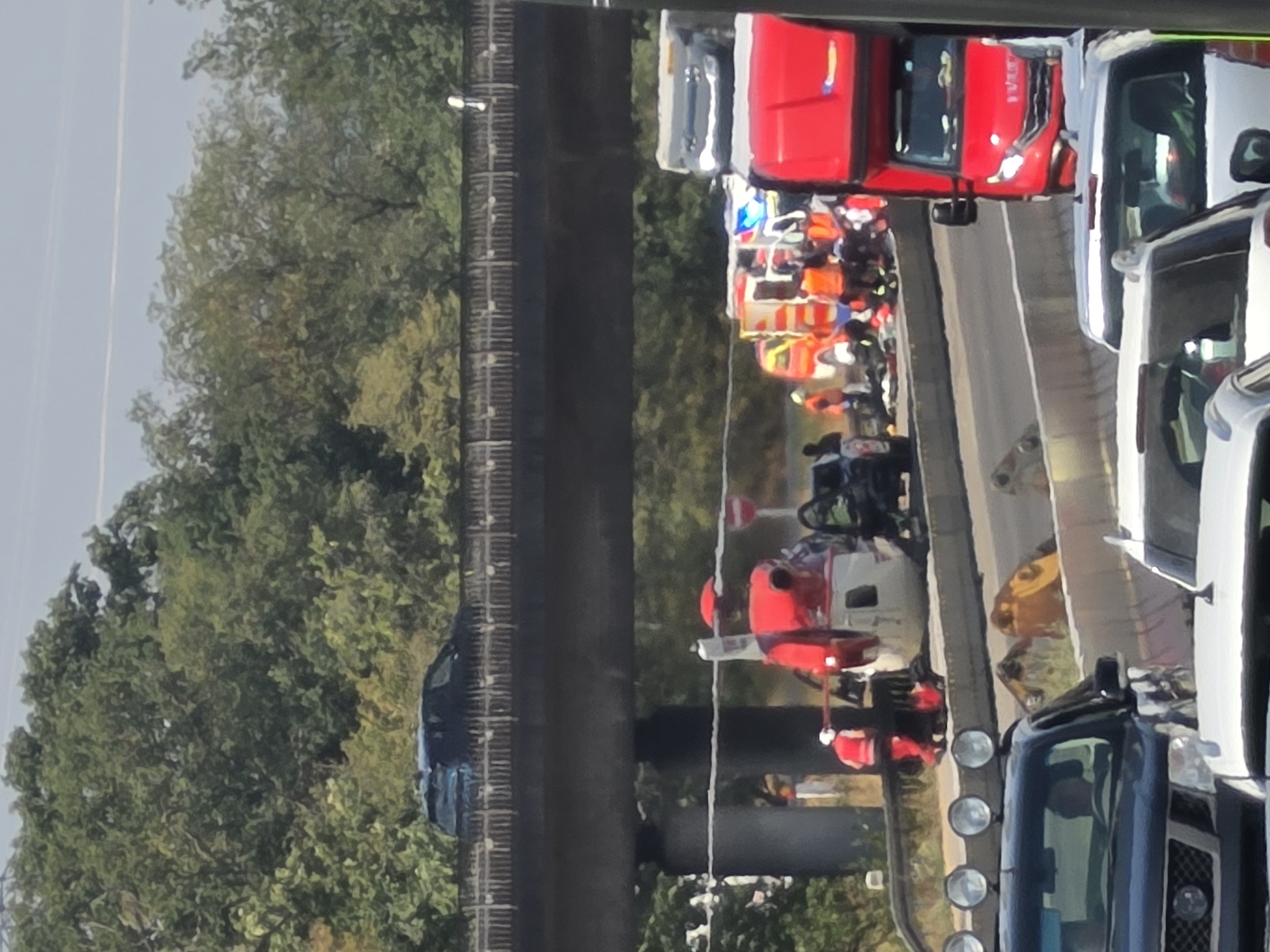 Medical helicopter lands on highway shoulder during Bischofsheim incident