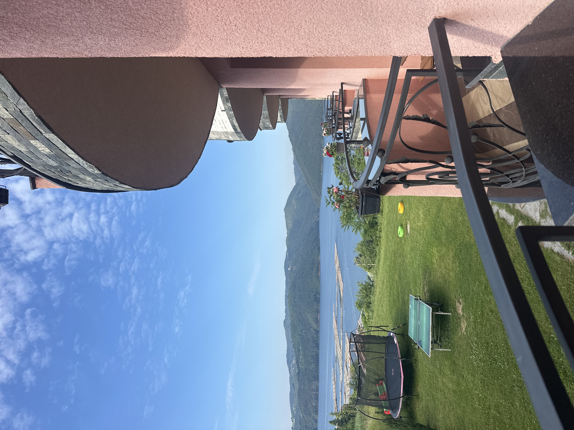 Morning balcony views captured over Bulgarian reservoir landscape