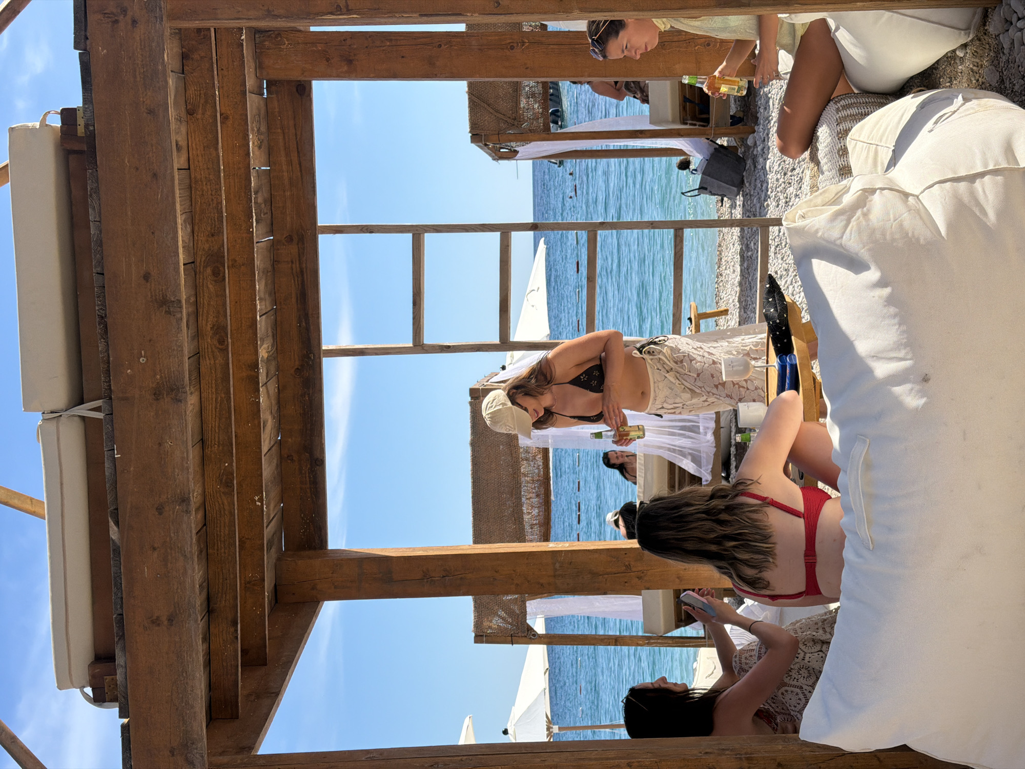 Beach scene documented at Montenegro's Sveti Stefan resort