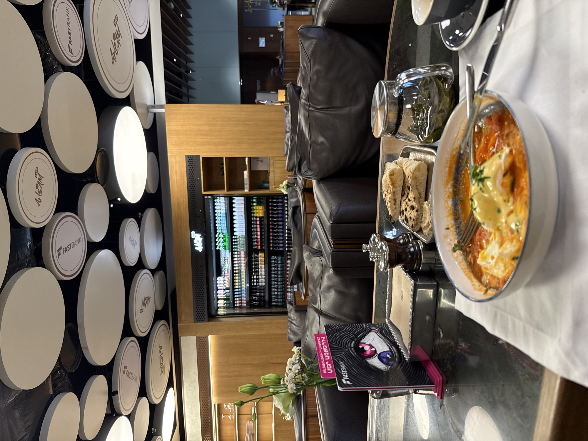 Breakfast and browsing at an organic café in Yerevan