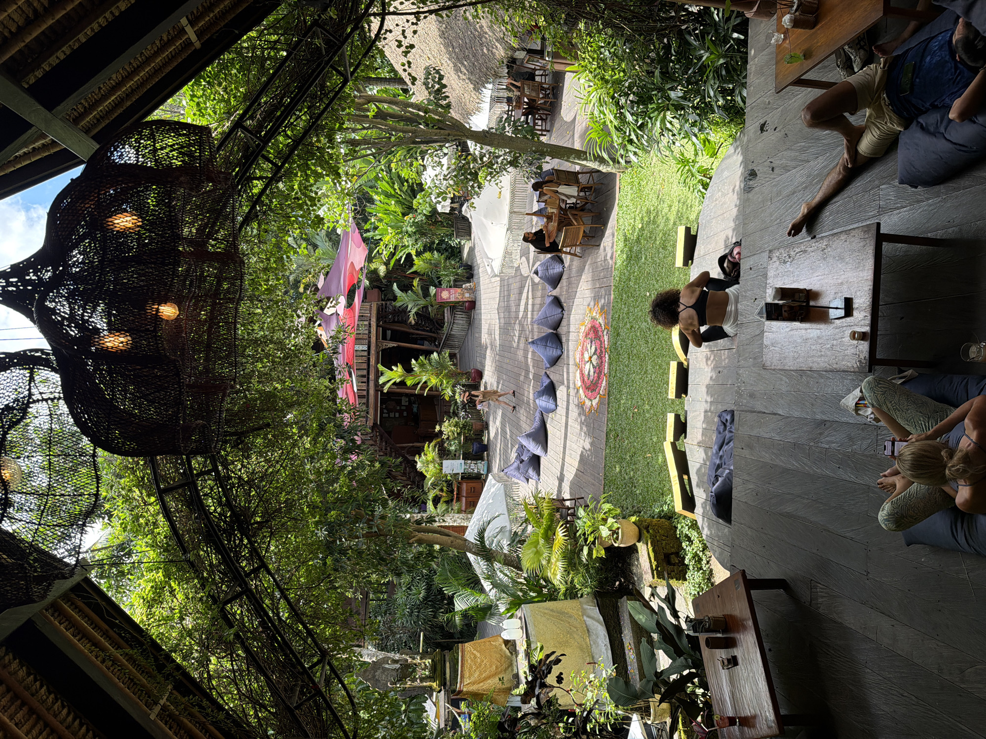 Yoga retreat activities captured in Peliatan, Indonesia
