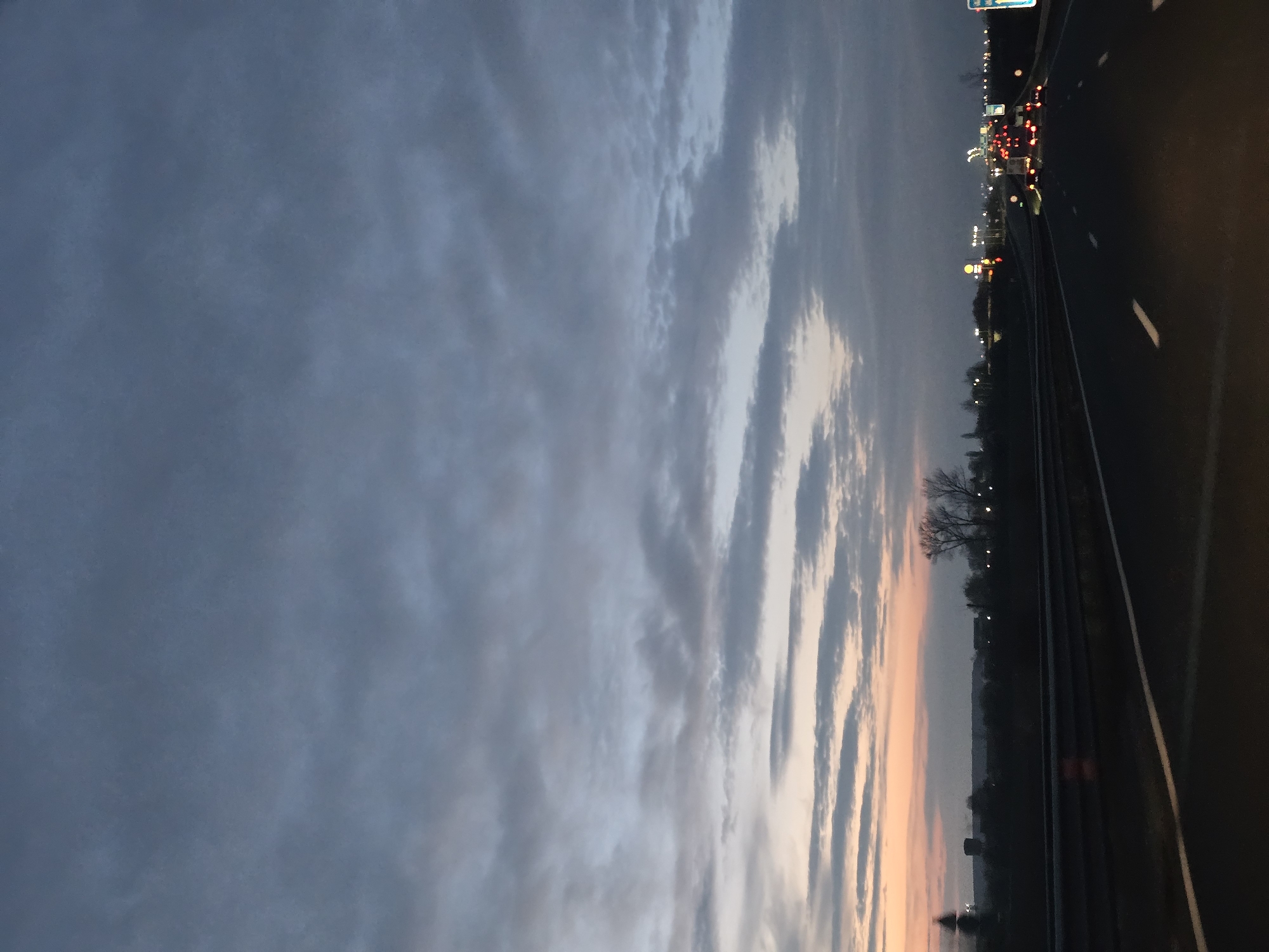 Dawn traffic flows on Sofia highway