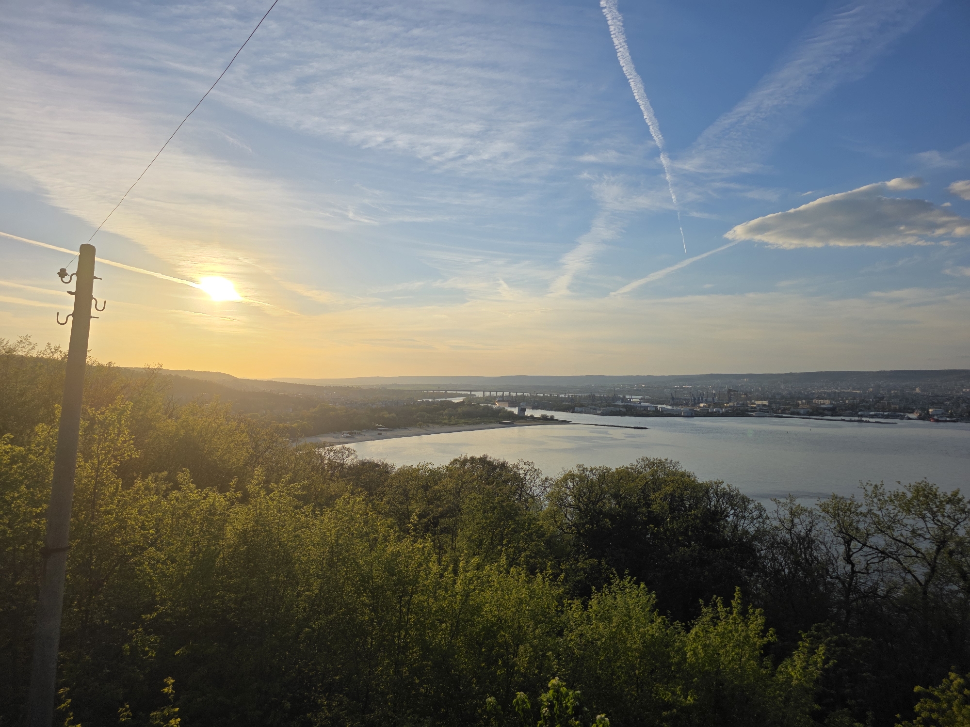 Golden hour panoramic view captured over Varna, Bulgaria