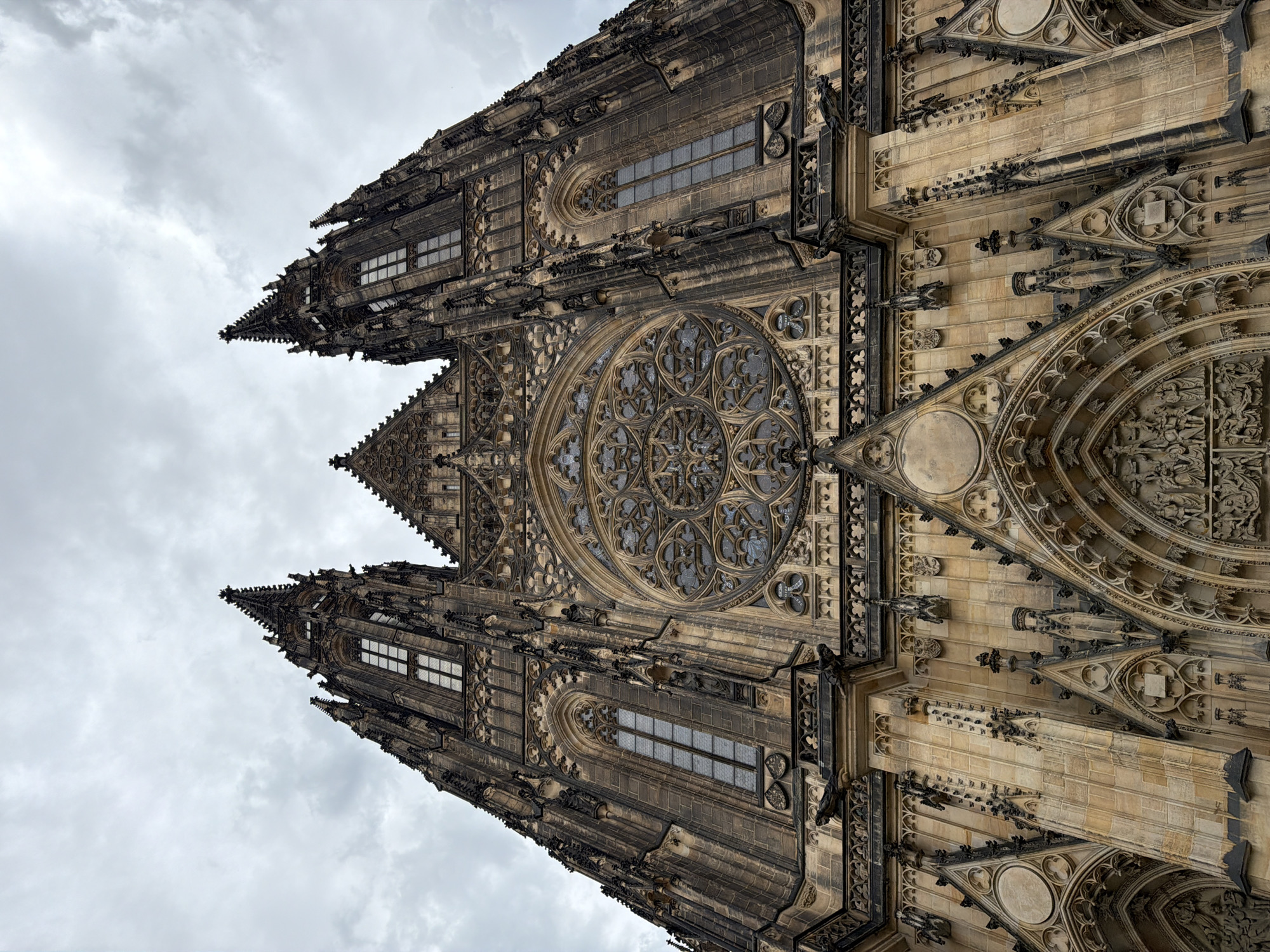 Prague castle district: Gothic cathedral and city panorama