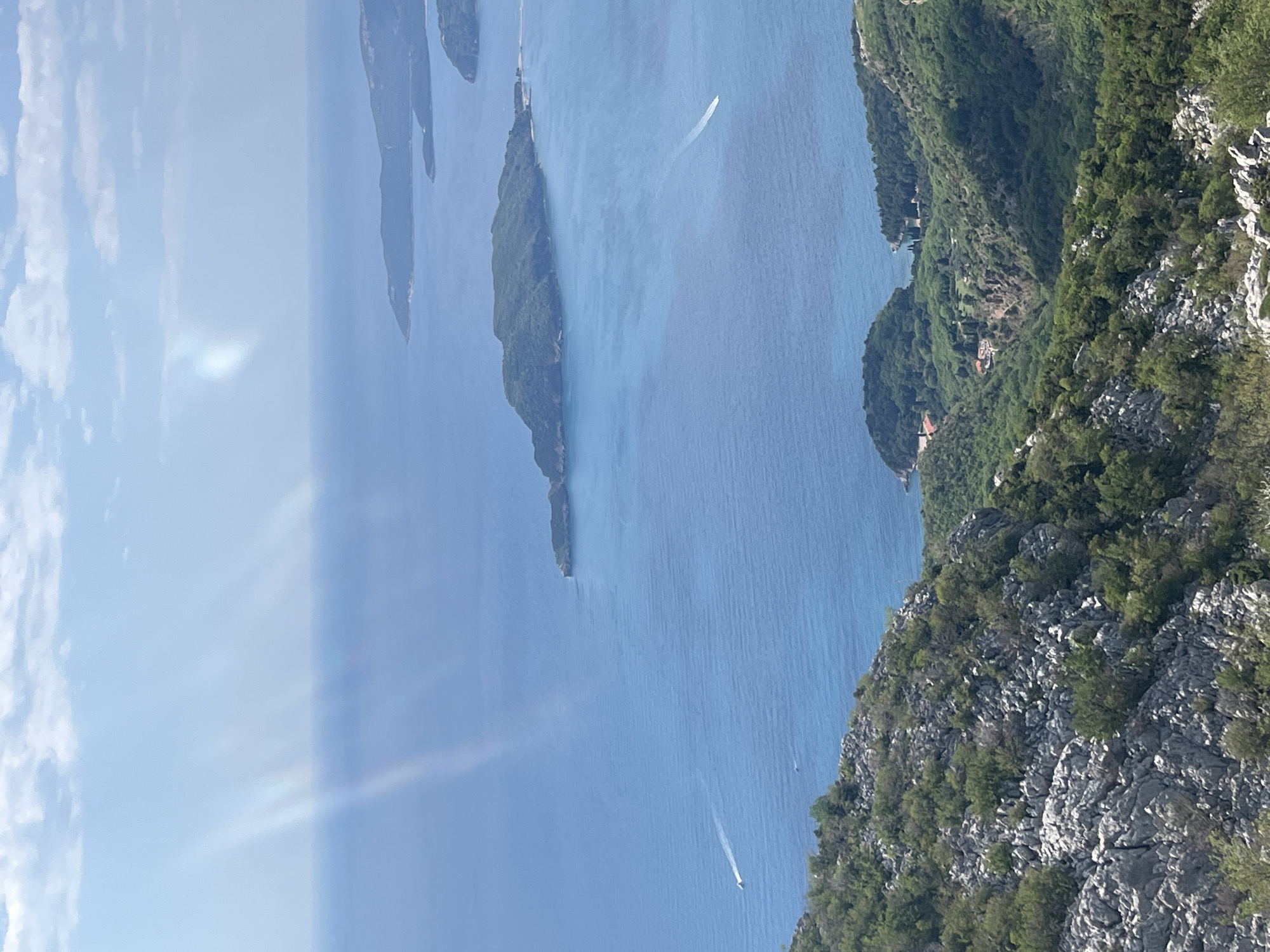 Scenic Adriatic islands photographed from Montenegro coastline