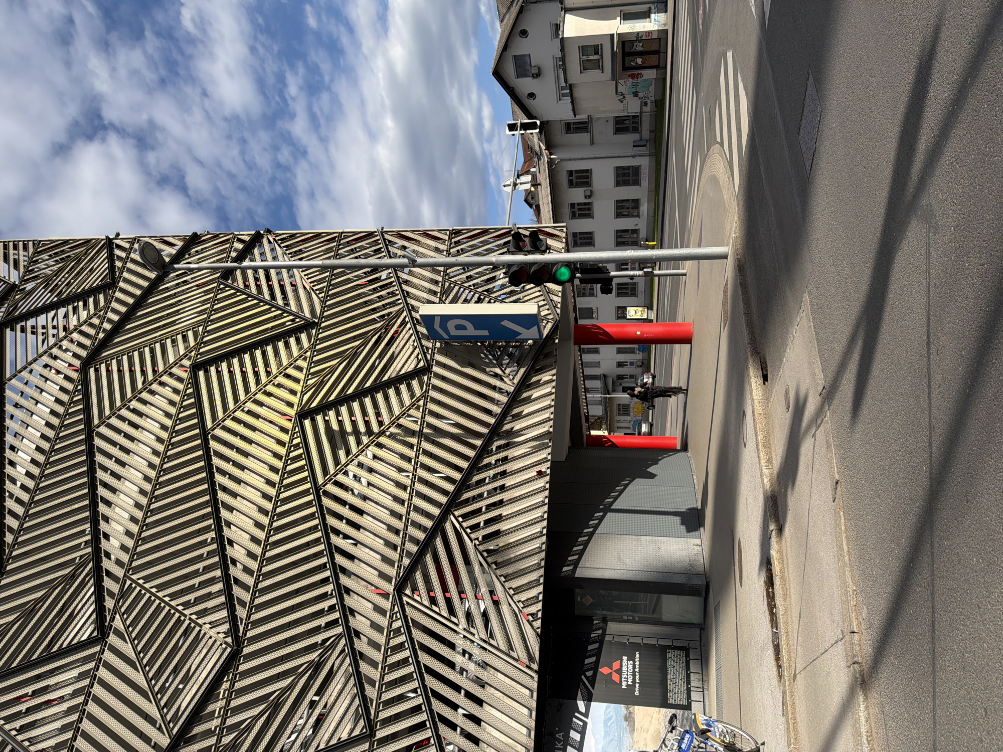 Modern buildings photographed in central Ljubljana streets