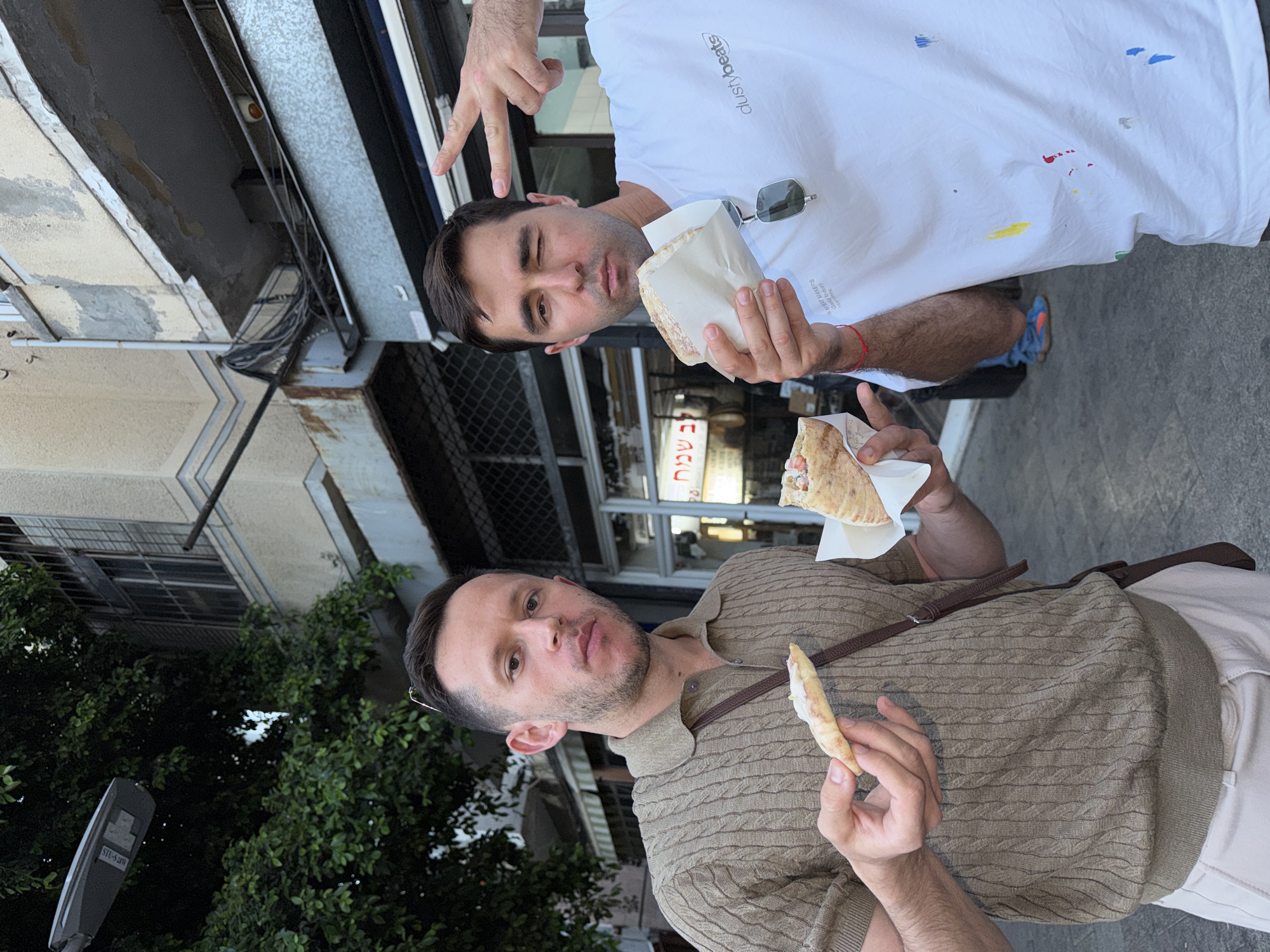 People gather at Tel-Aviv food establishment Thursday afternoon