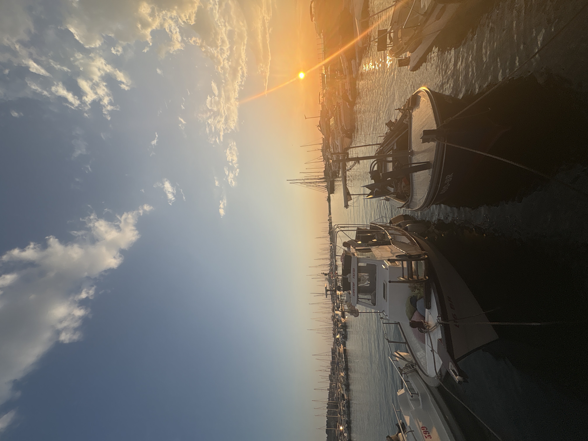 Golden hour settling over Bar's harbor in Montenegro
