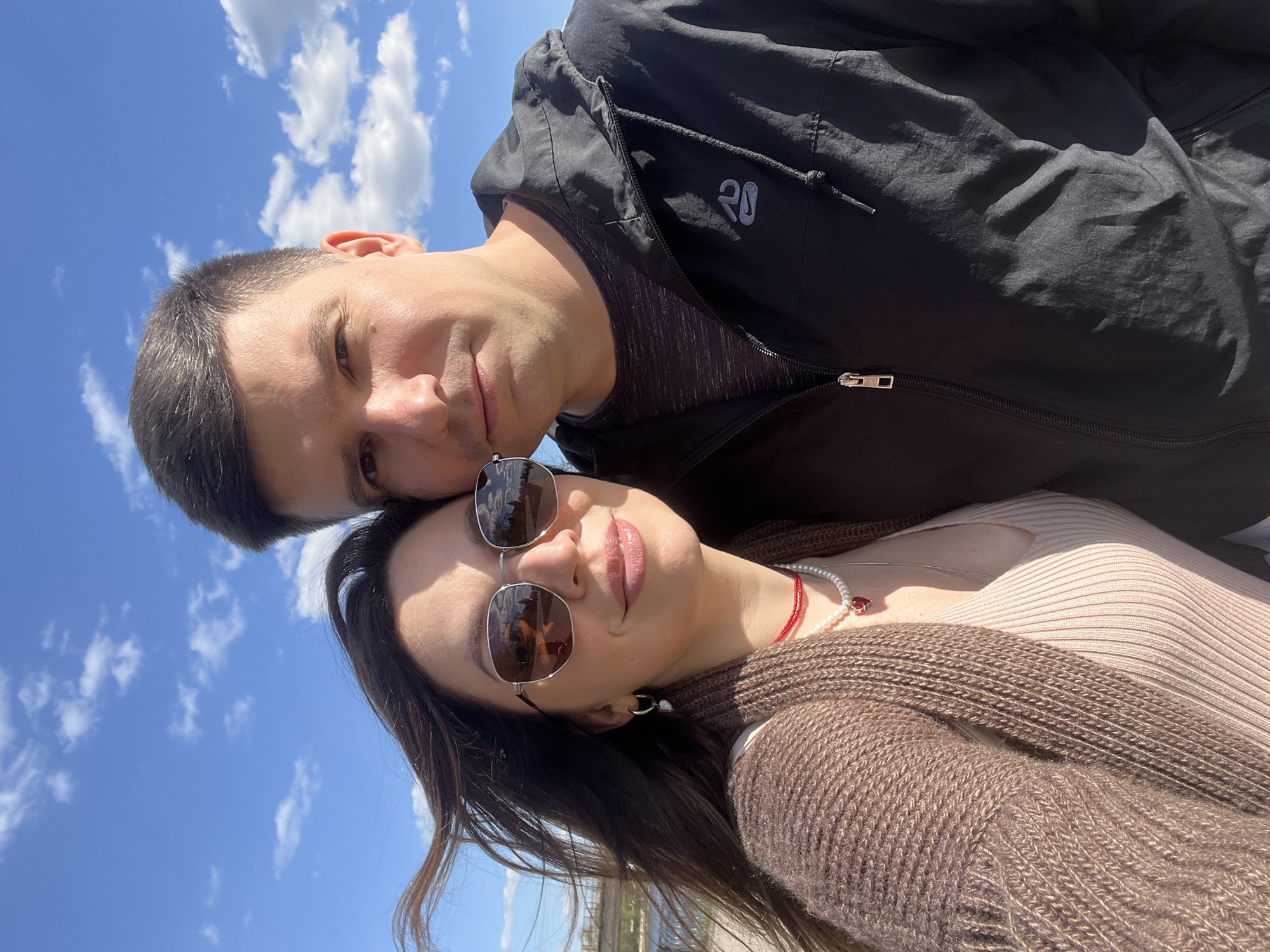 Couple documents spring day in Ukrainian city center