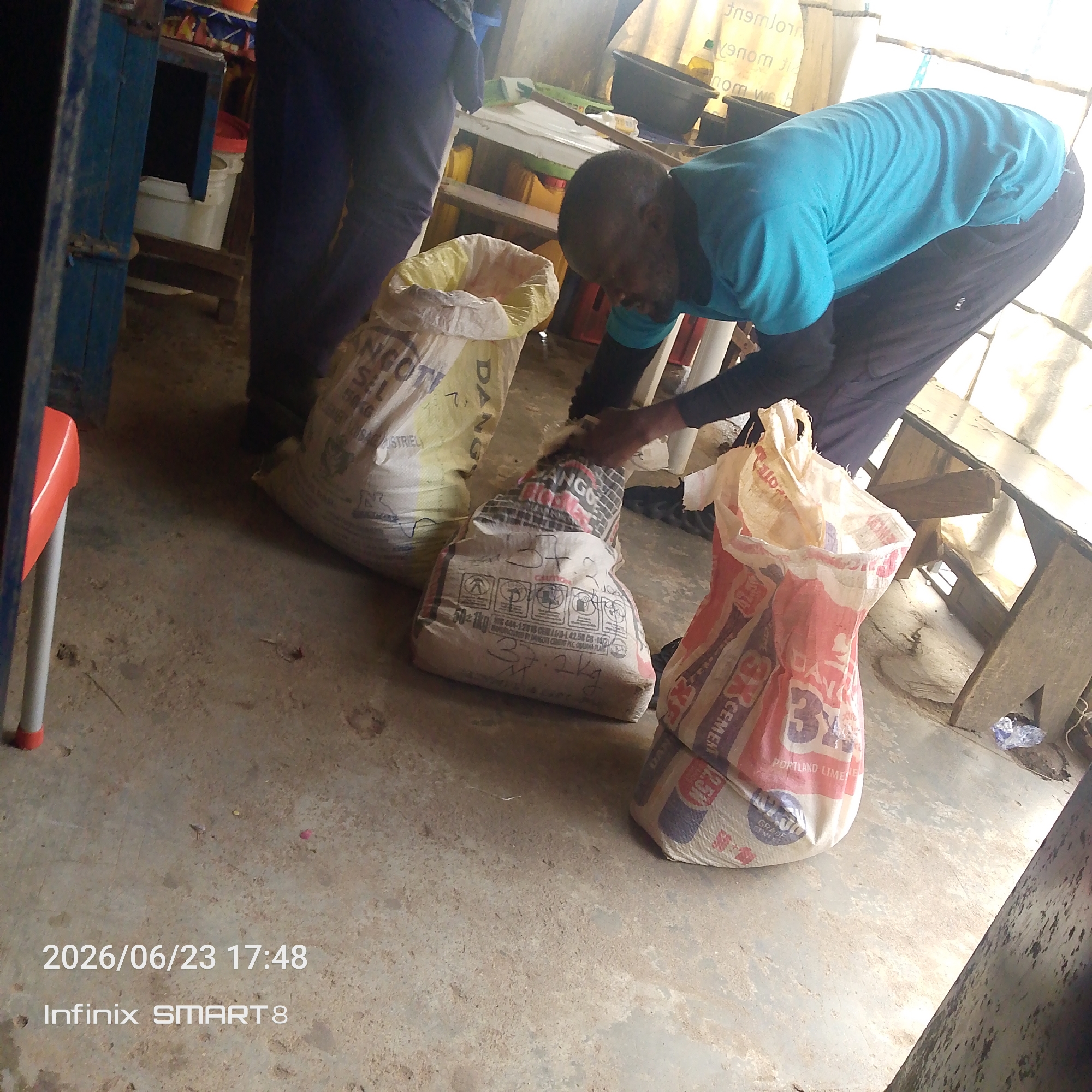 Inside a small shop or storage space, ground-level views