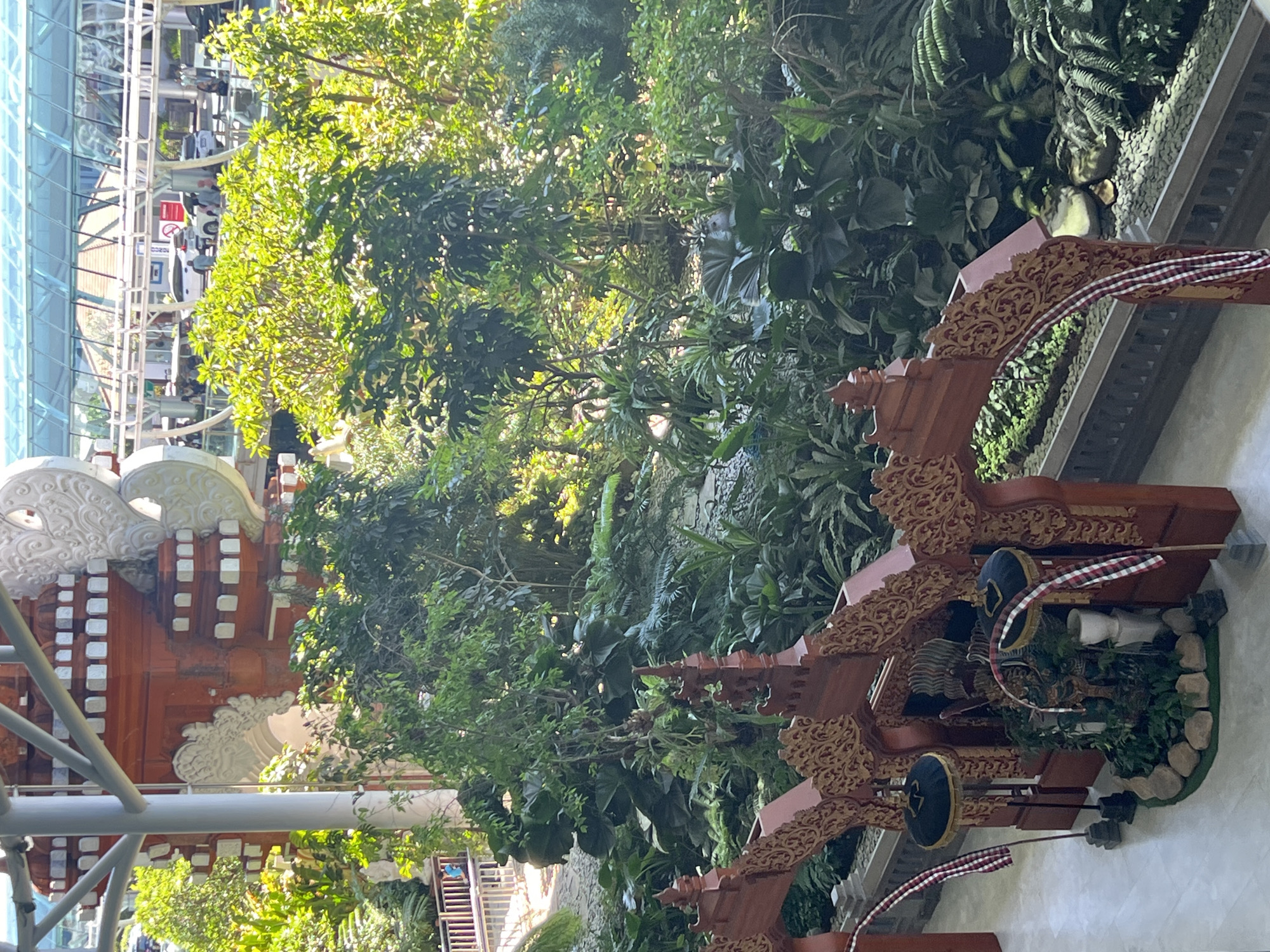 Indoor garden with traditional Balinese architecture documented in Denpasar