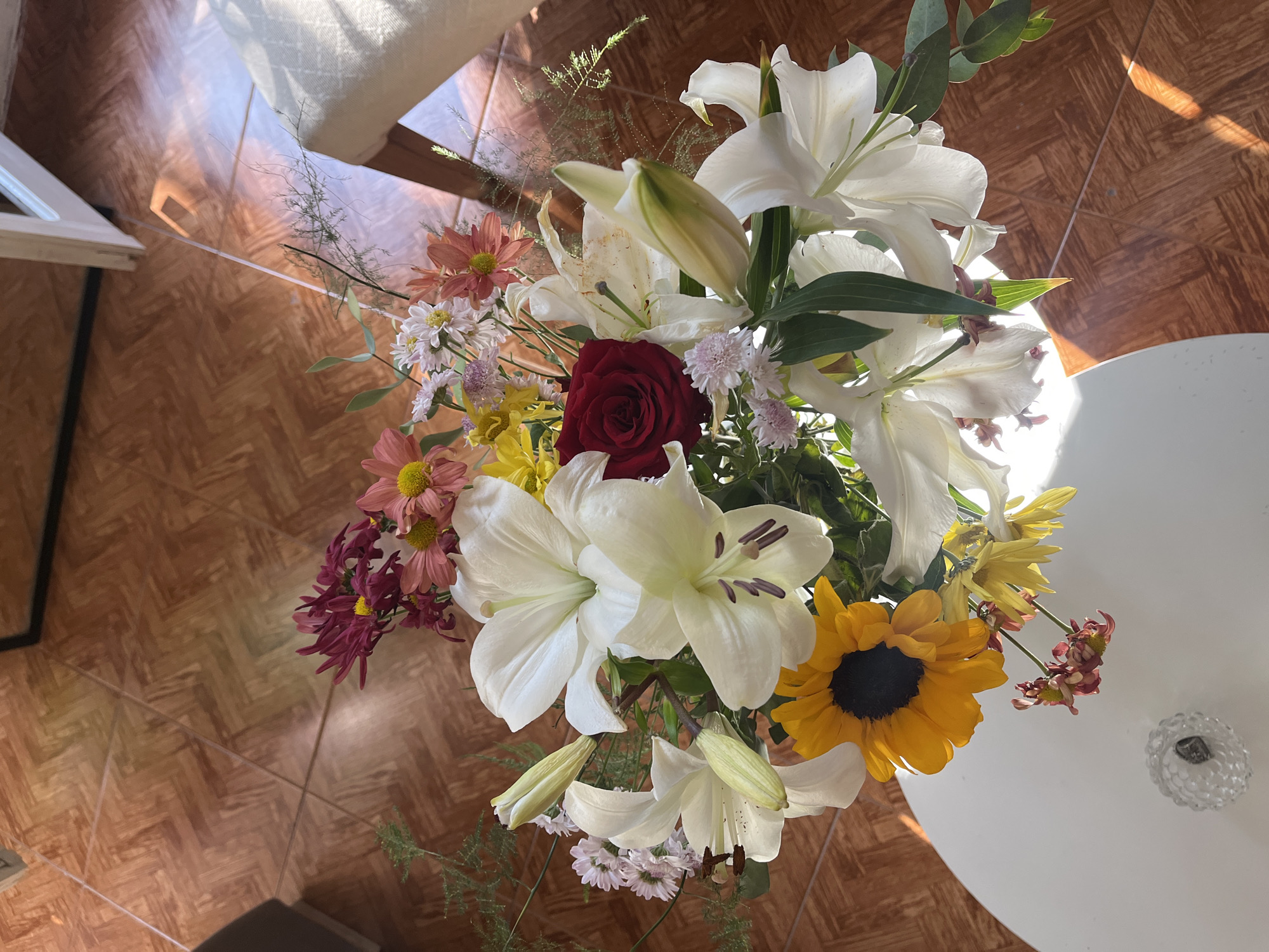 Mixed flower bouquet documented in Argentina indoor setting