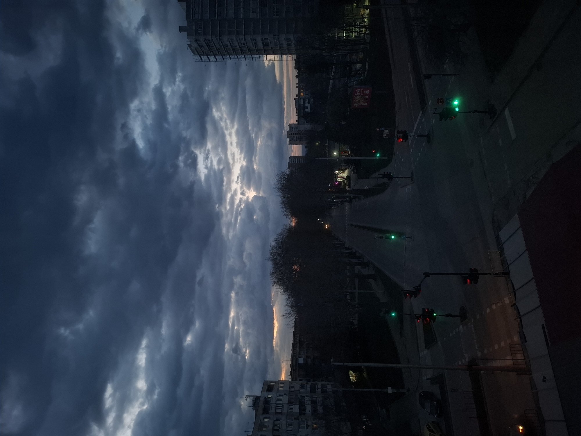 Dusk intersection view captured in Shumen, Bulgaria