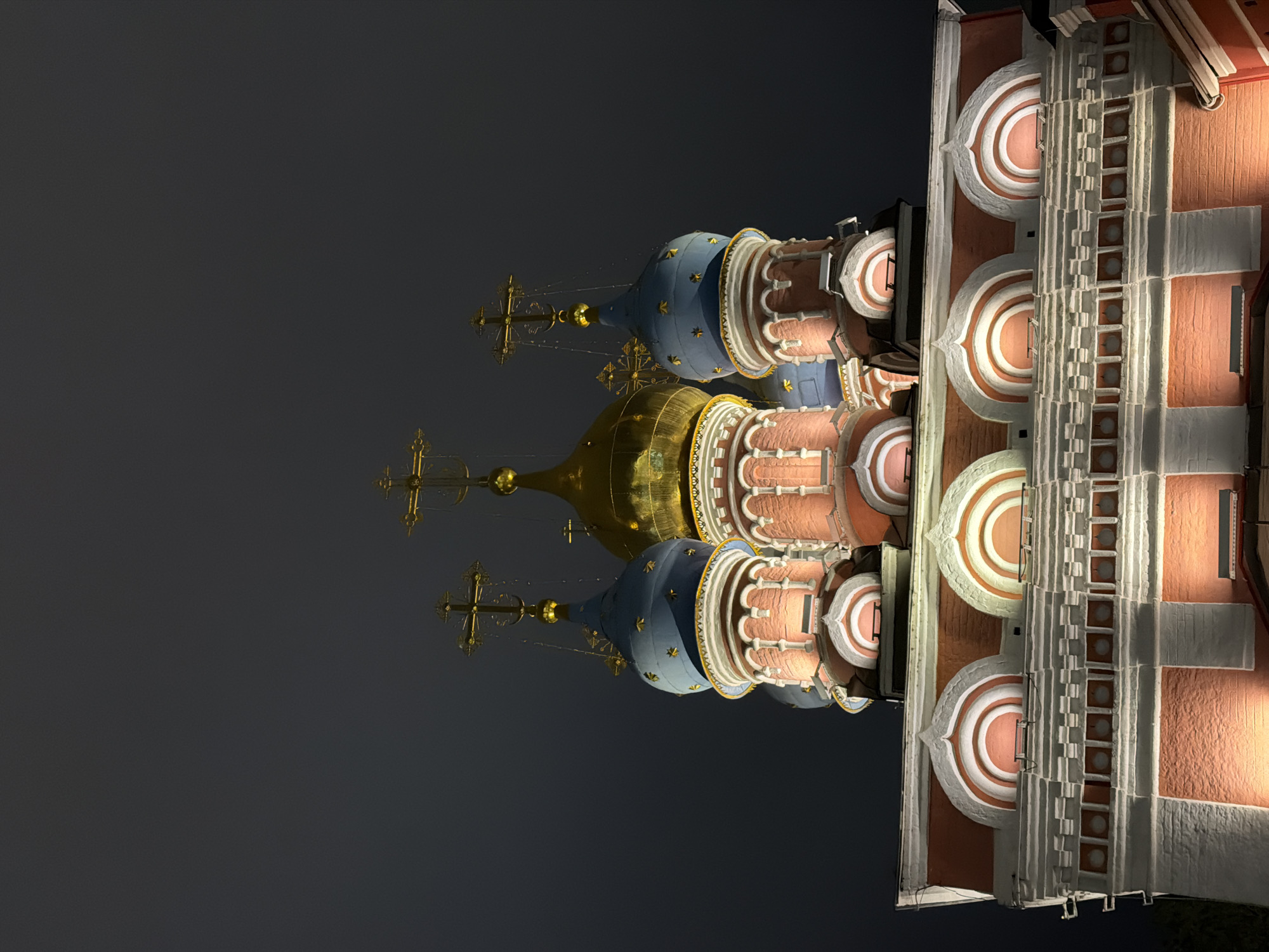 St. Basil's Cathedral illuminated at night in Moscow