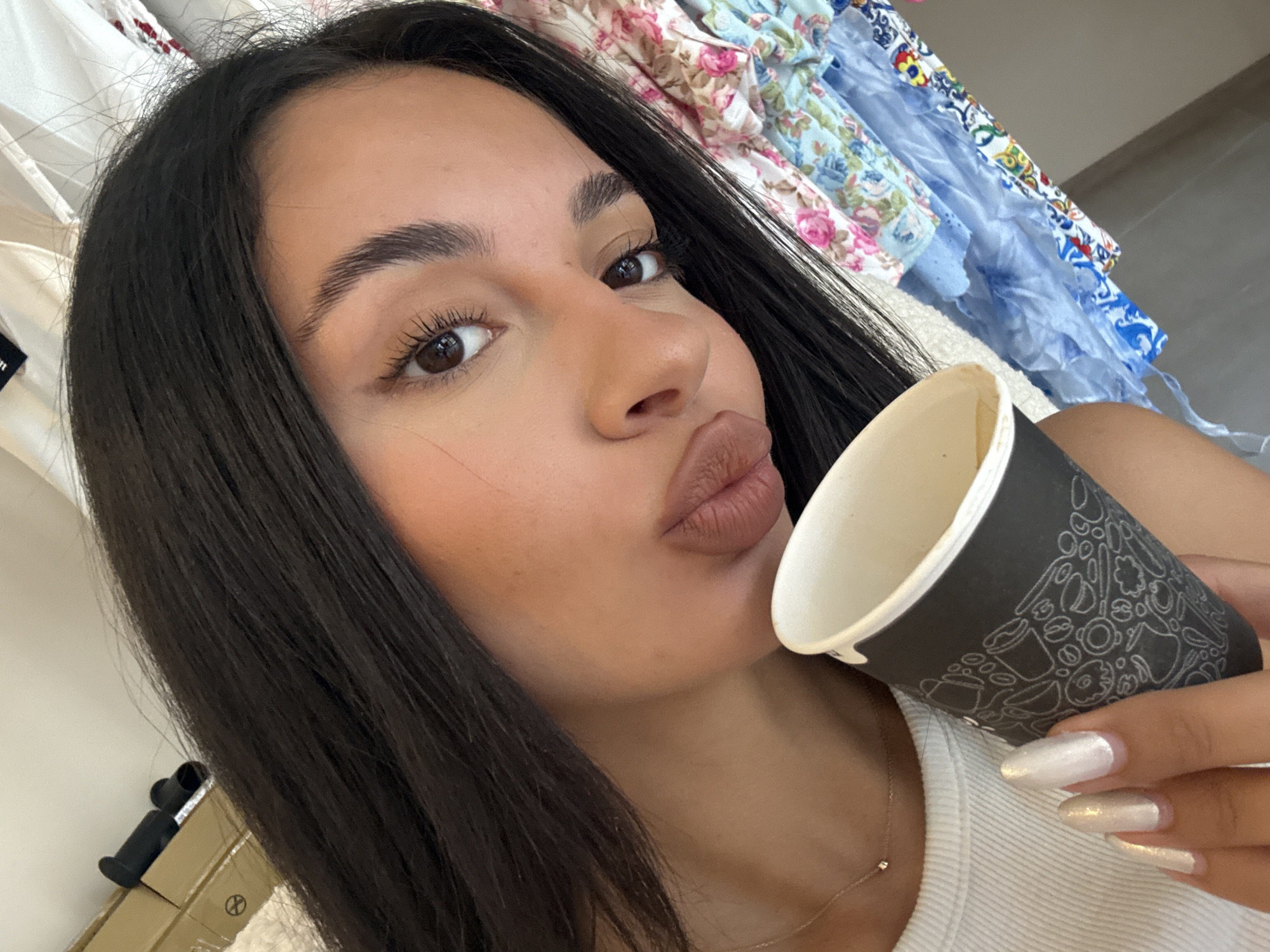 Morning in Sofia: selfies and abstract art in an indoor space