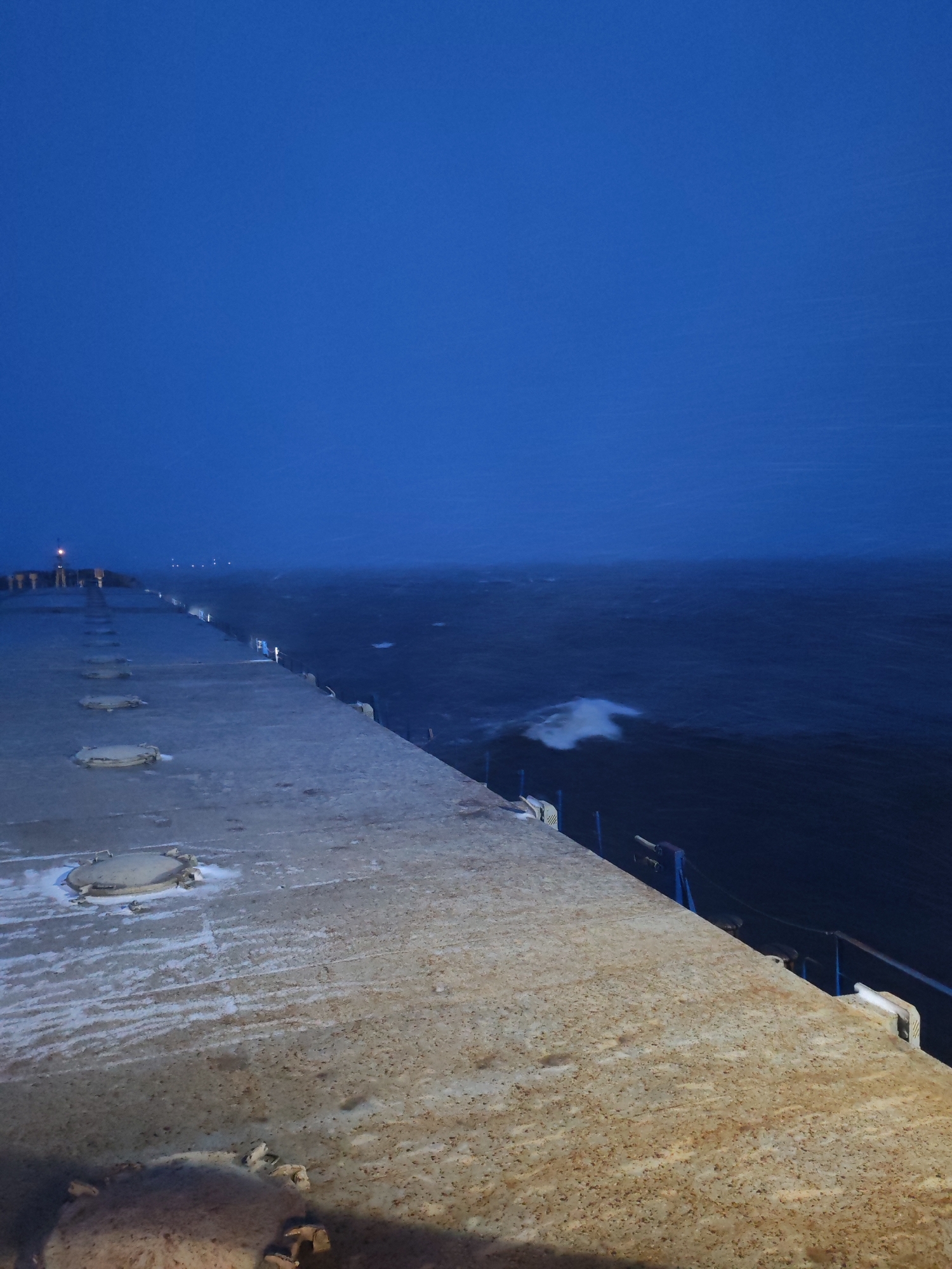 Ship passenger documents nighttime voyage near Shcheleiki, Russia