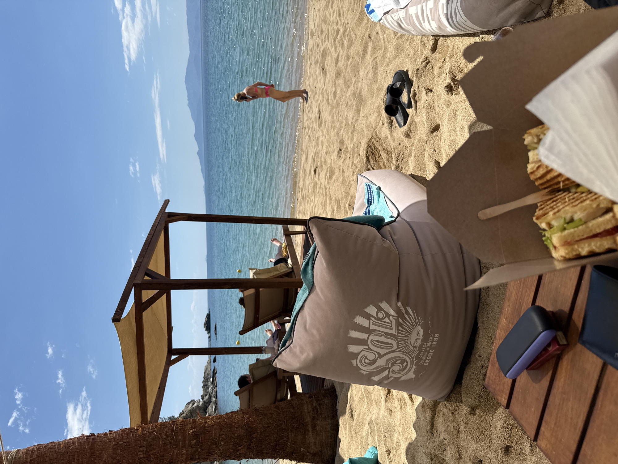 Beachgoer documents sunny morning at Kavala, Greece coastline