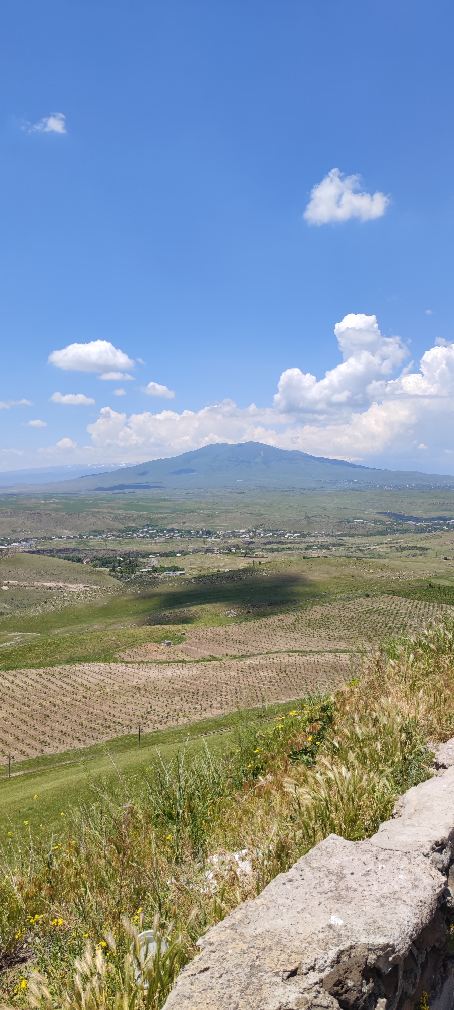 Bronze sculpture overlooks a rural hillside in Nurnus, Armenia