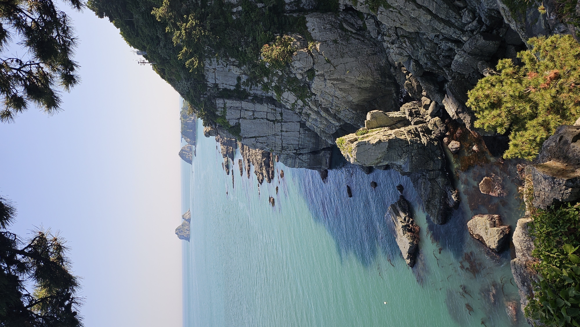 Morning coastal views captured along Busan's rocky cliffs