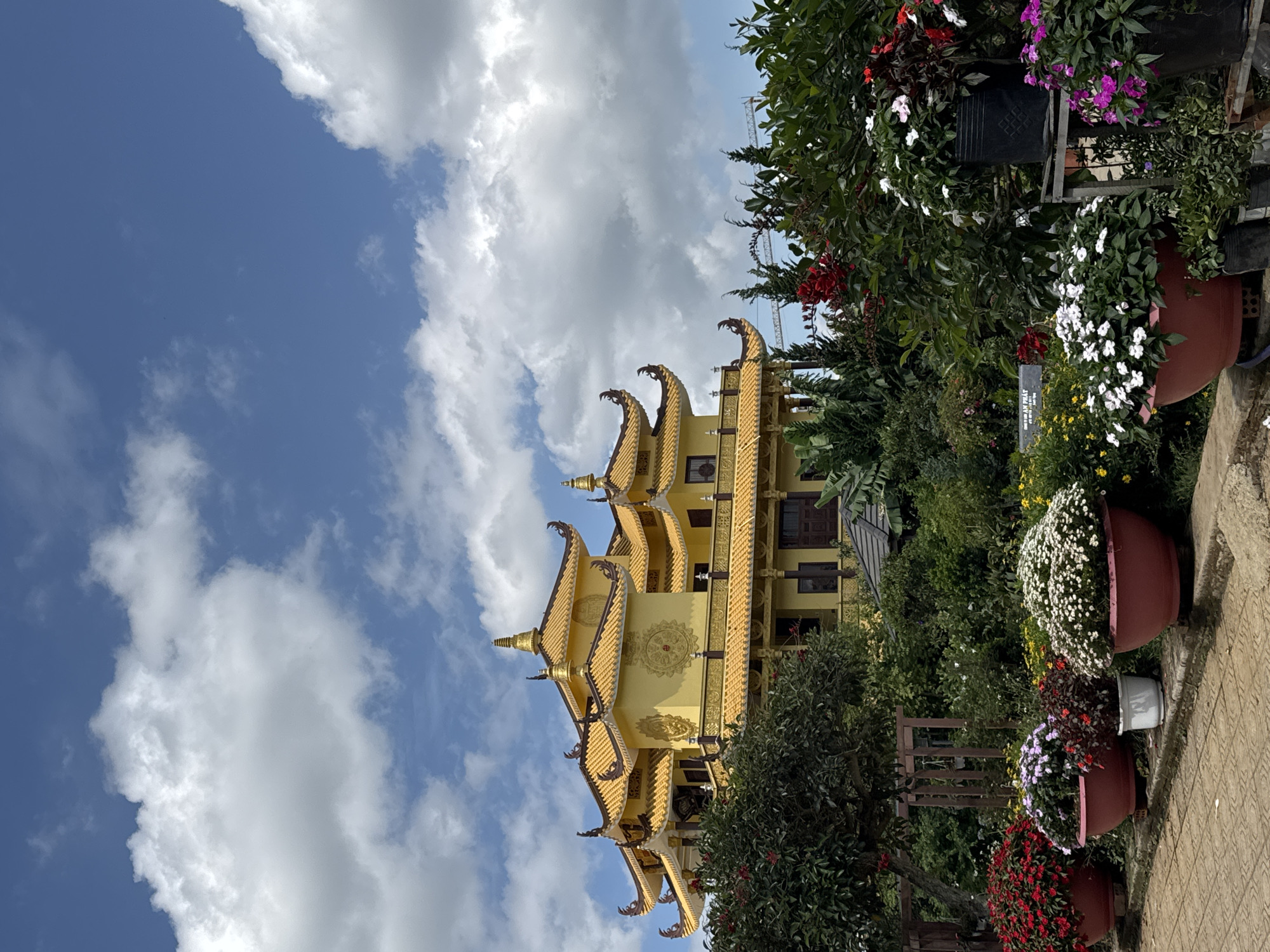 Golden Buddhist temple documented in Da Lat, Vietnam