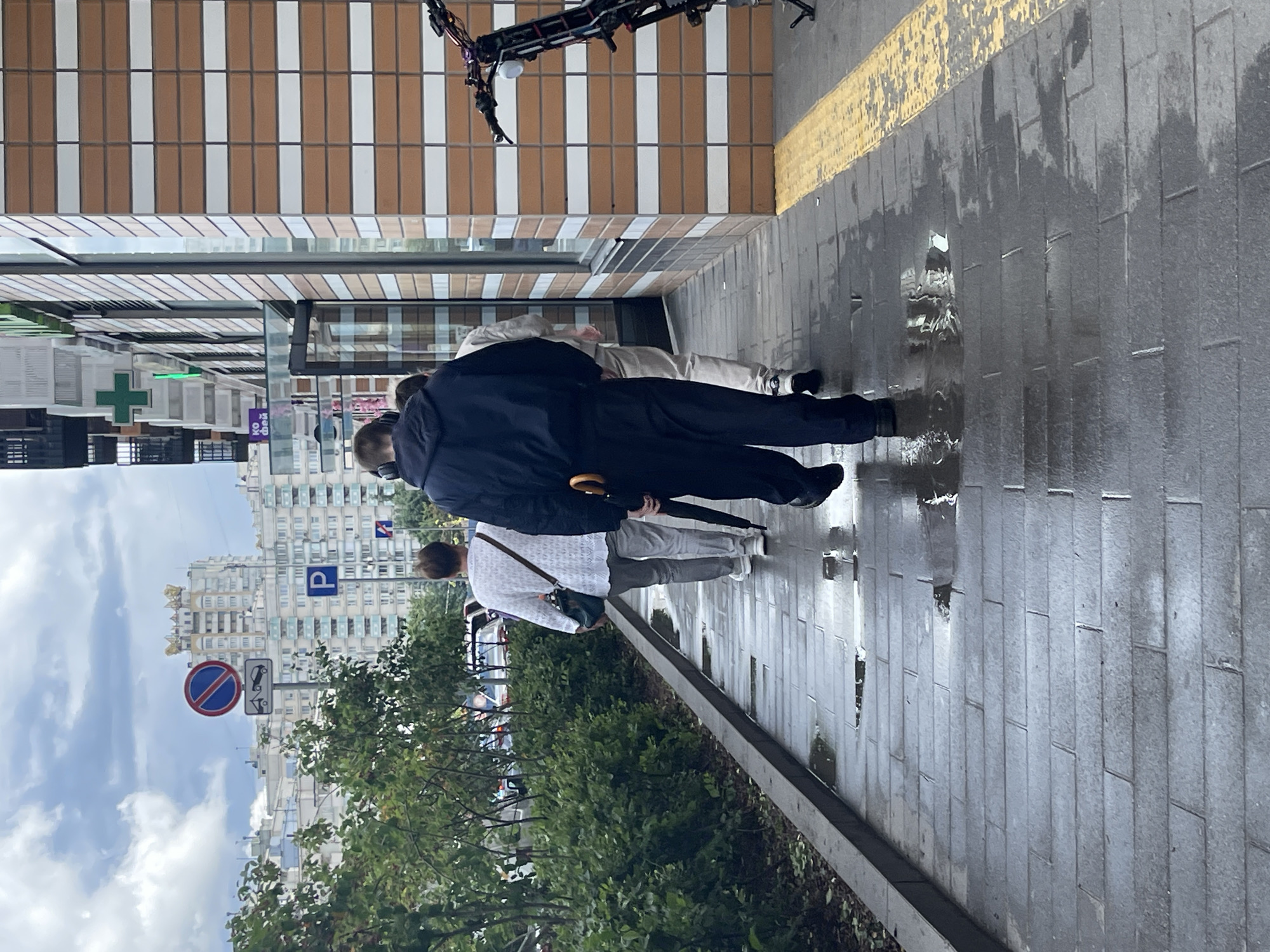 Rainy morning in a modern Moscow residential district
