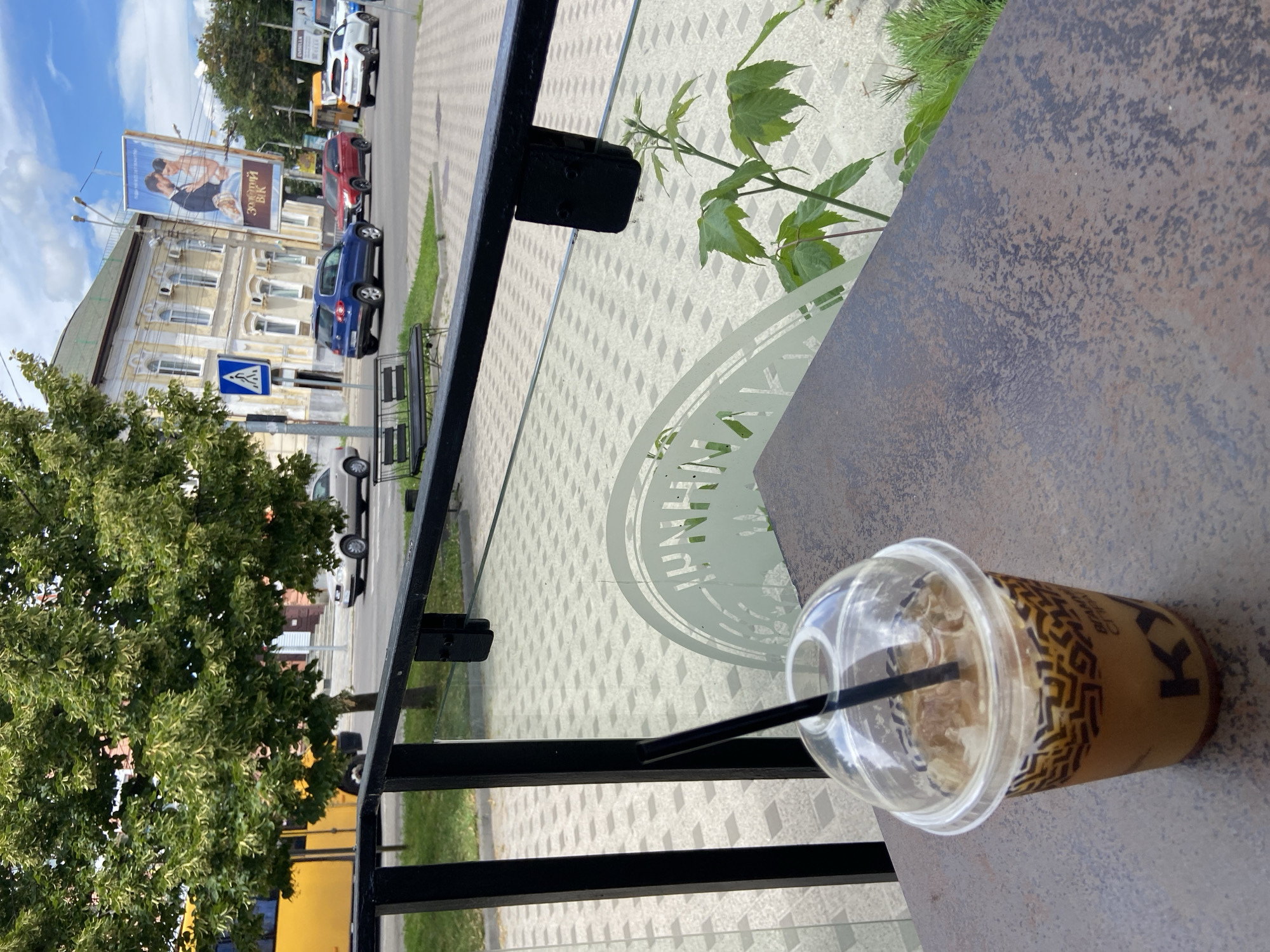 Relaxed cafe and street morning in Poltava, Ukraine
