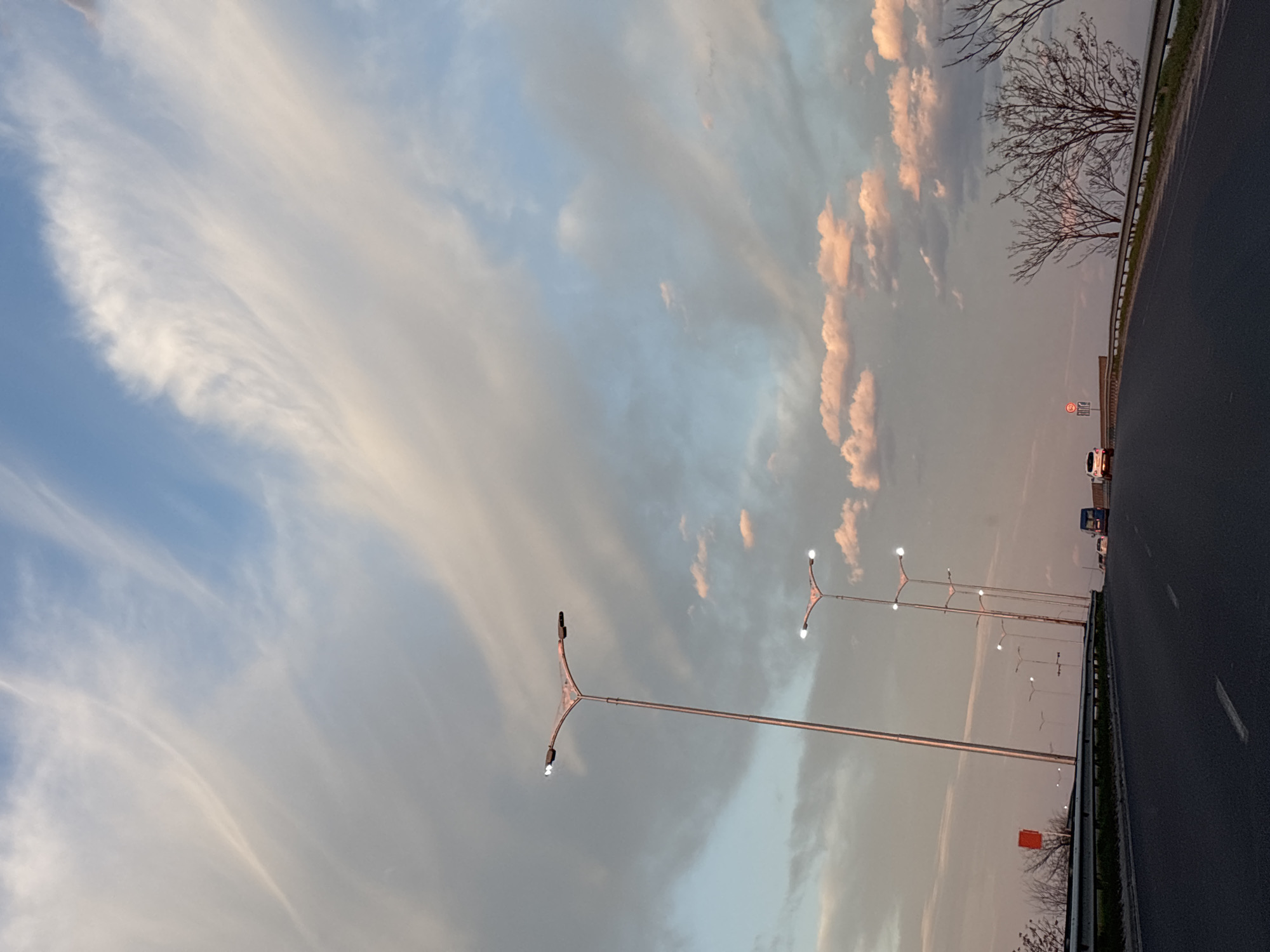 Dusk highway scene captured in Plovdiv with colorful sky