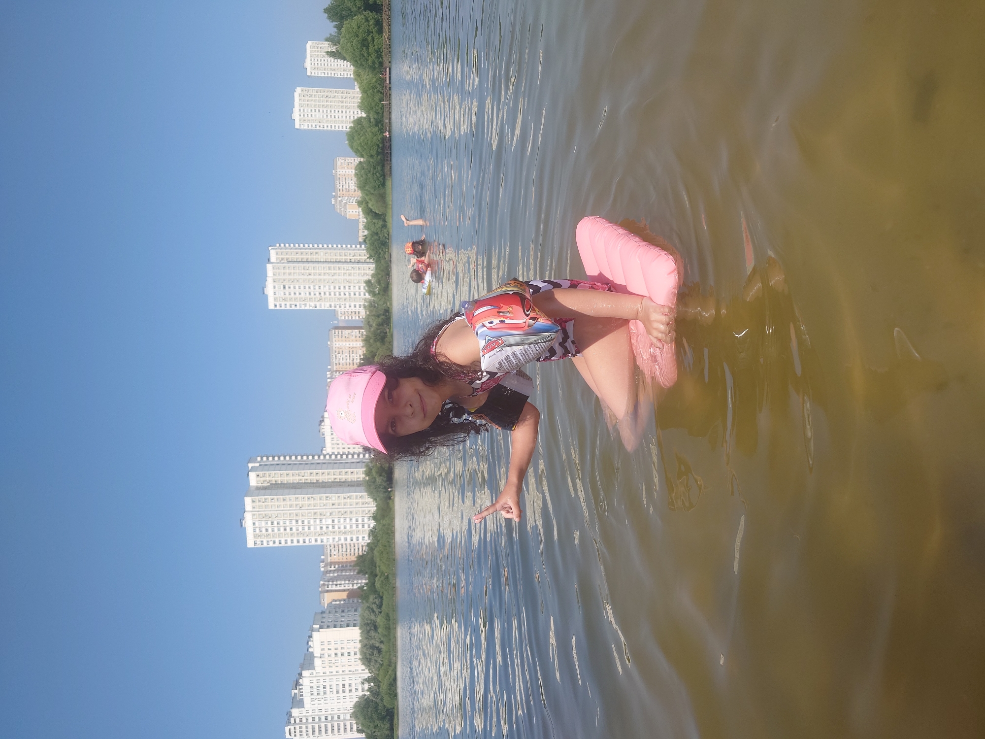 Summer beach day at a Moscow-area lake