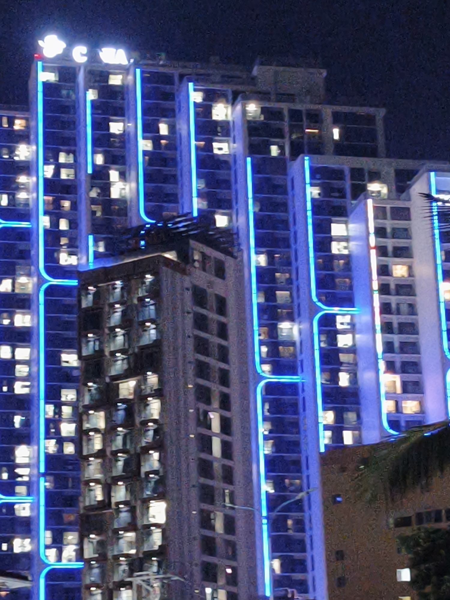 Nha Trang beachfront skyline glowing at night