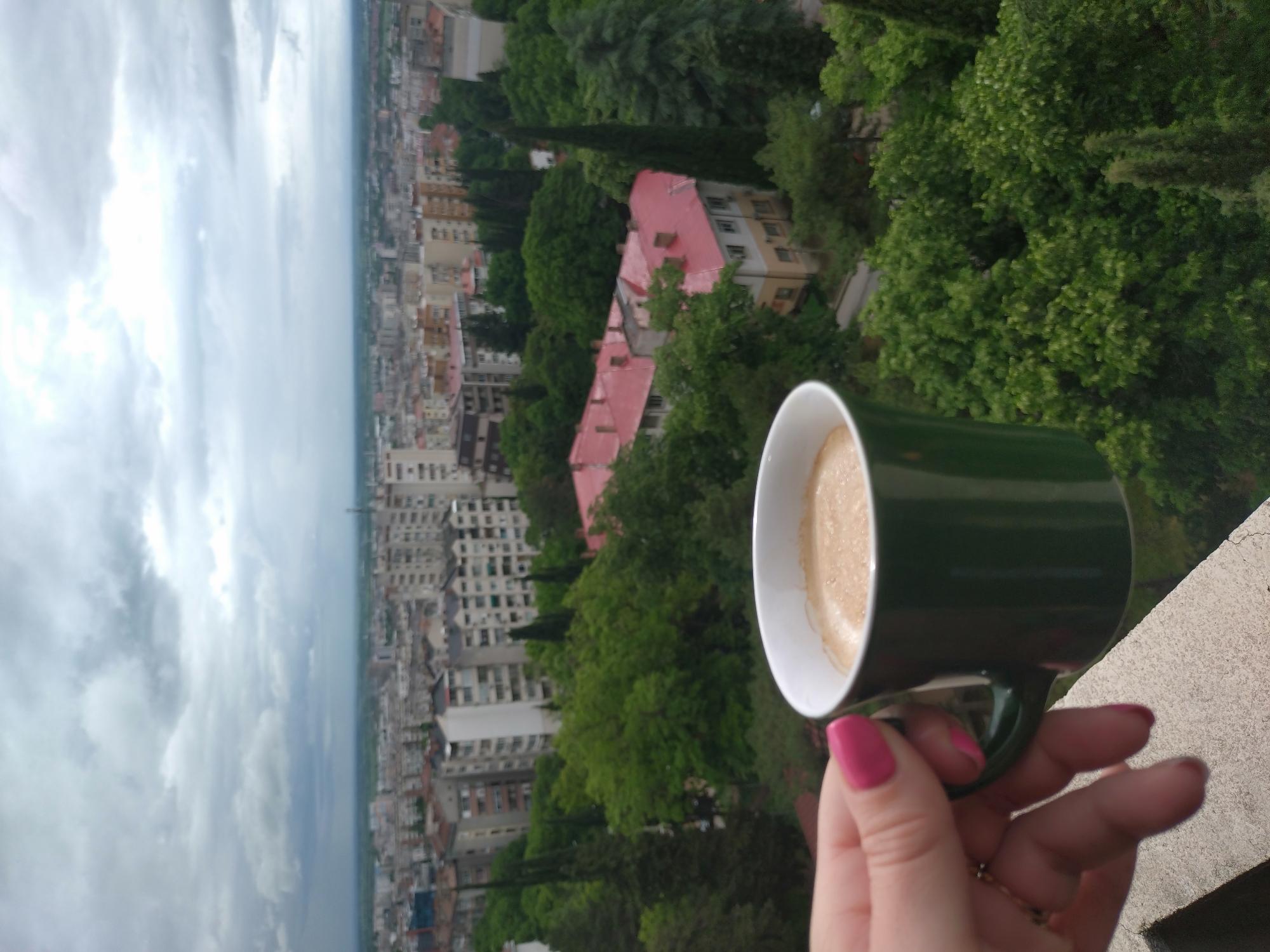 Morning coffee moment captured in Stara Zagora, Bulgaria