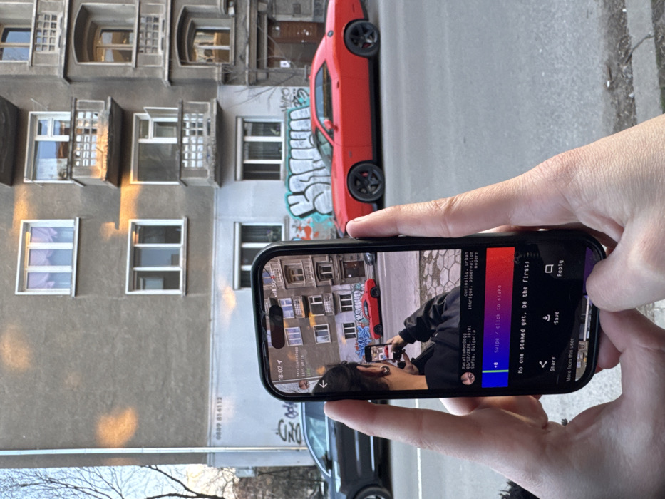 Tourist documents brief smartphone walking tour through Sofia streets