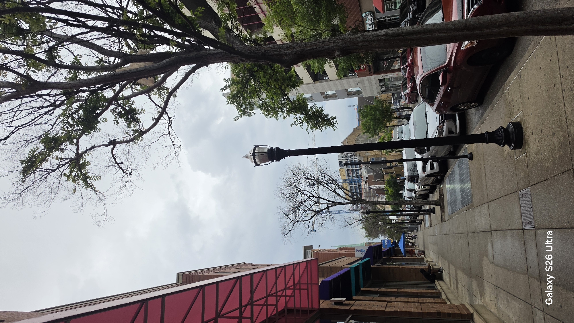Street-level views through Cincinnati on a cloudy afternoon