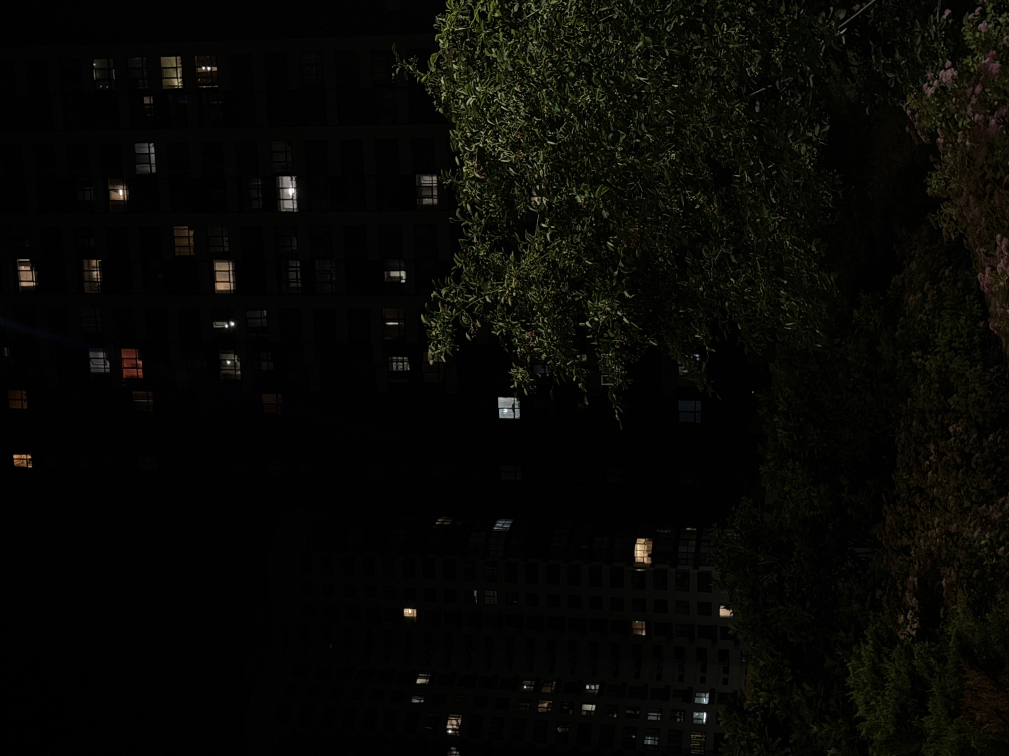 Evening scenes documented around Kyiv apartment complex and park