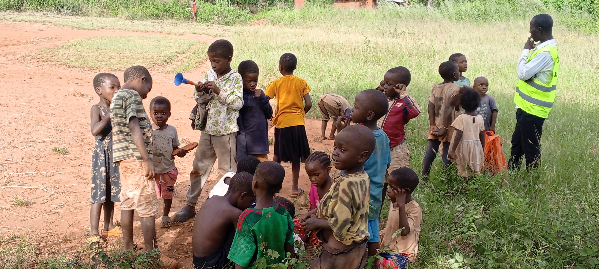 Children play outdoors in rural Congolese villages