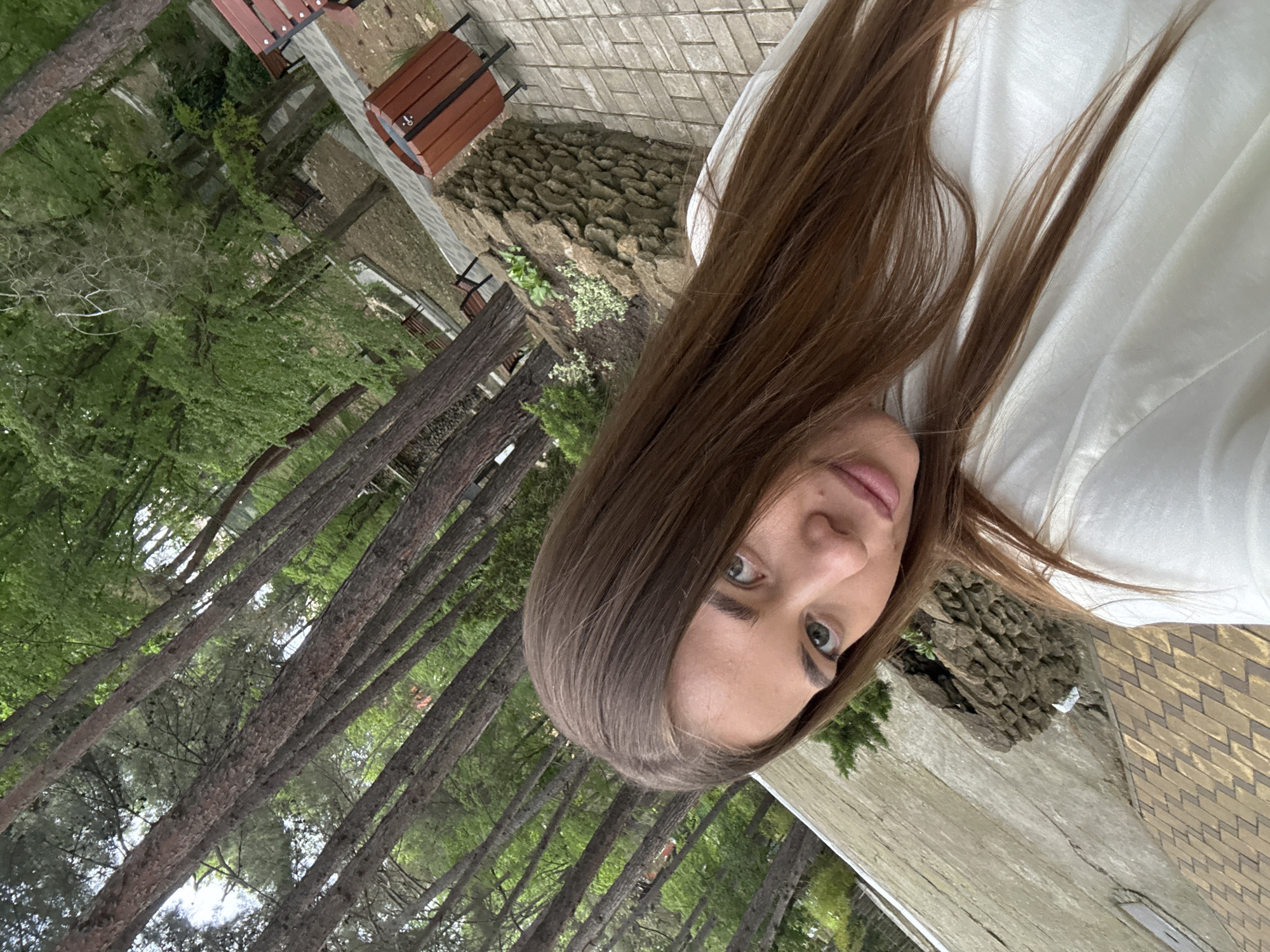Woman documents afternoon tour of parks and pools in Sosnovy, Russia