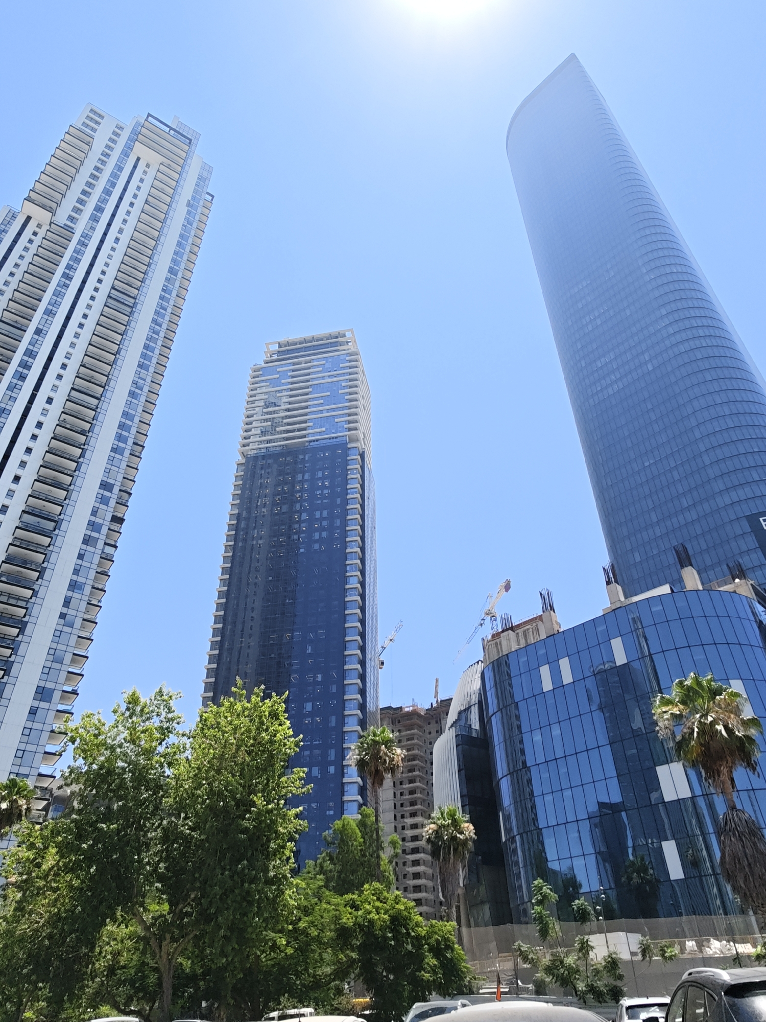 Givatayim skyline and street scenes on a sunny morning