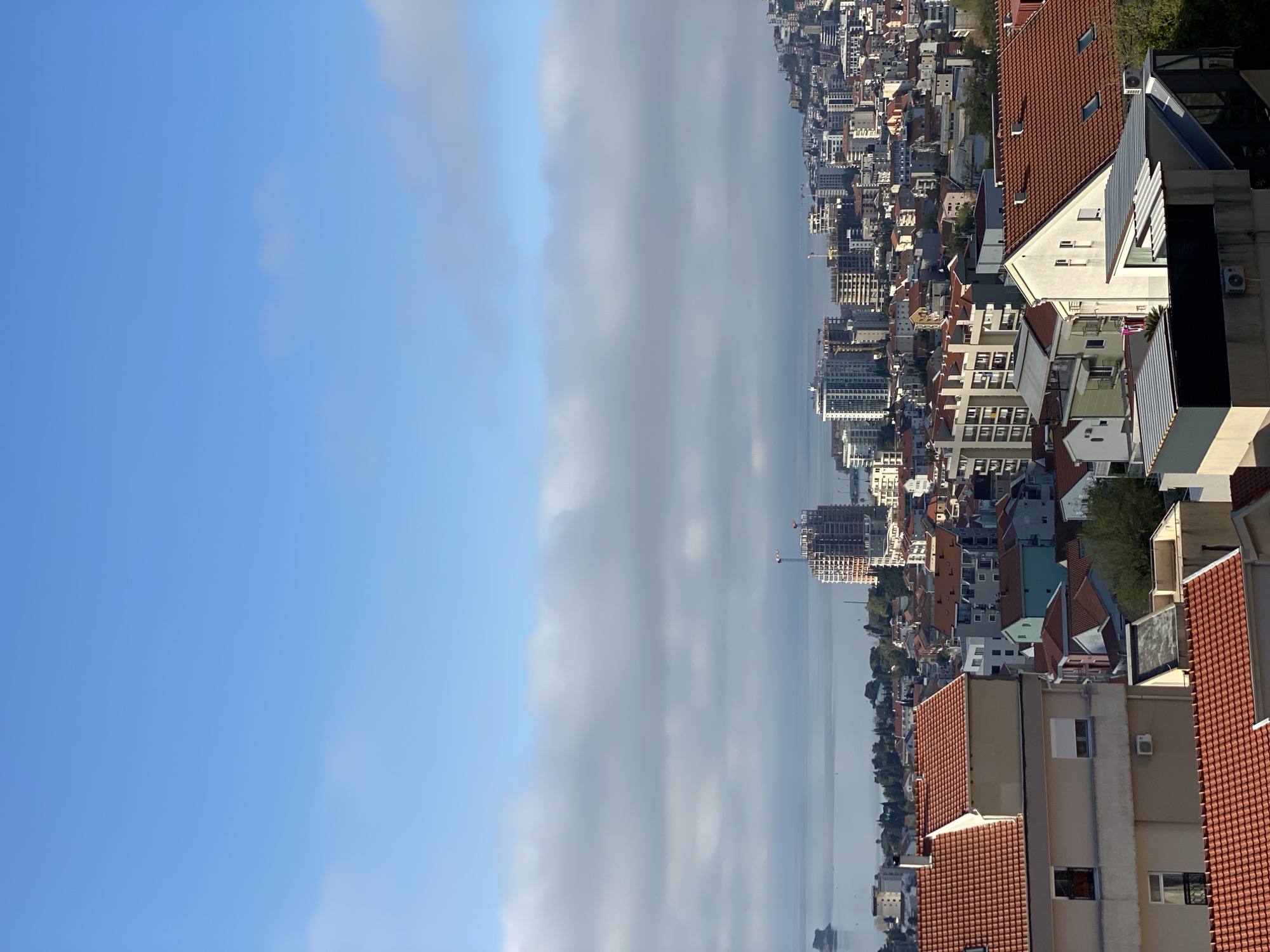 Morning aerial view captures Budva's red-roofed coastal cityscape