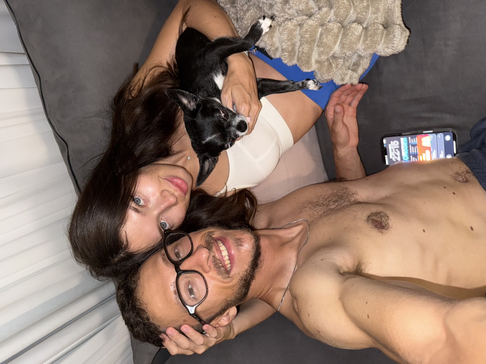 Relaxing at home with dog in Um Rummane