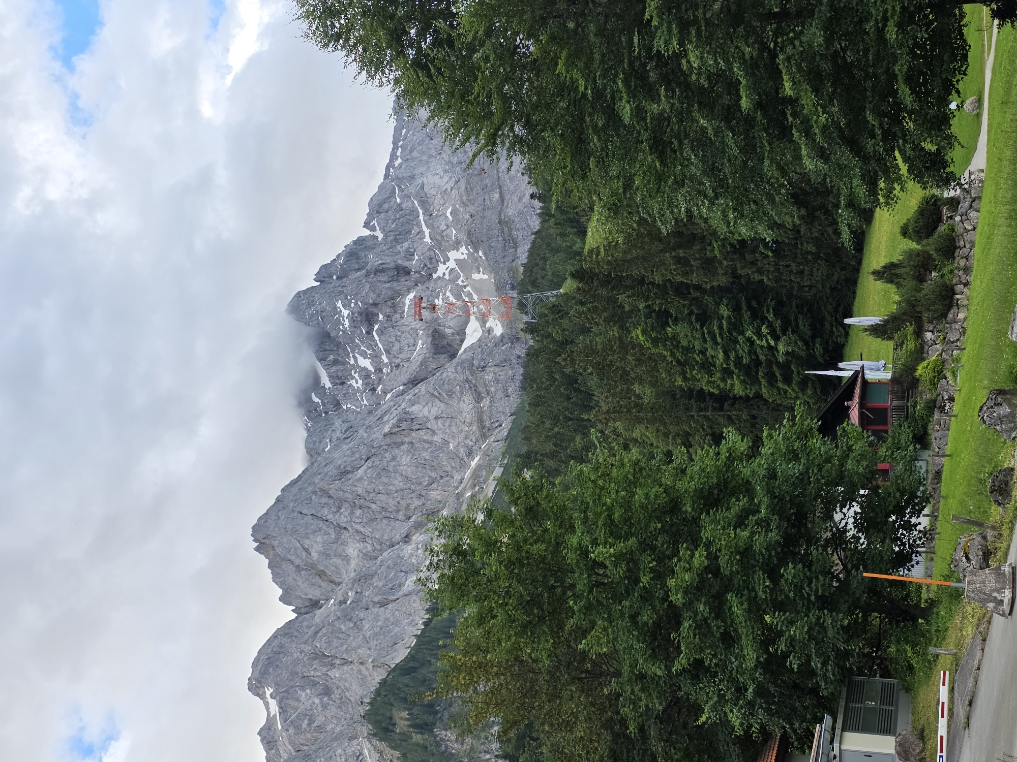 Zugspitze mountain views from Grainau with cable car infrastructure