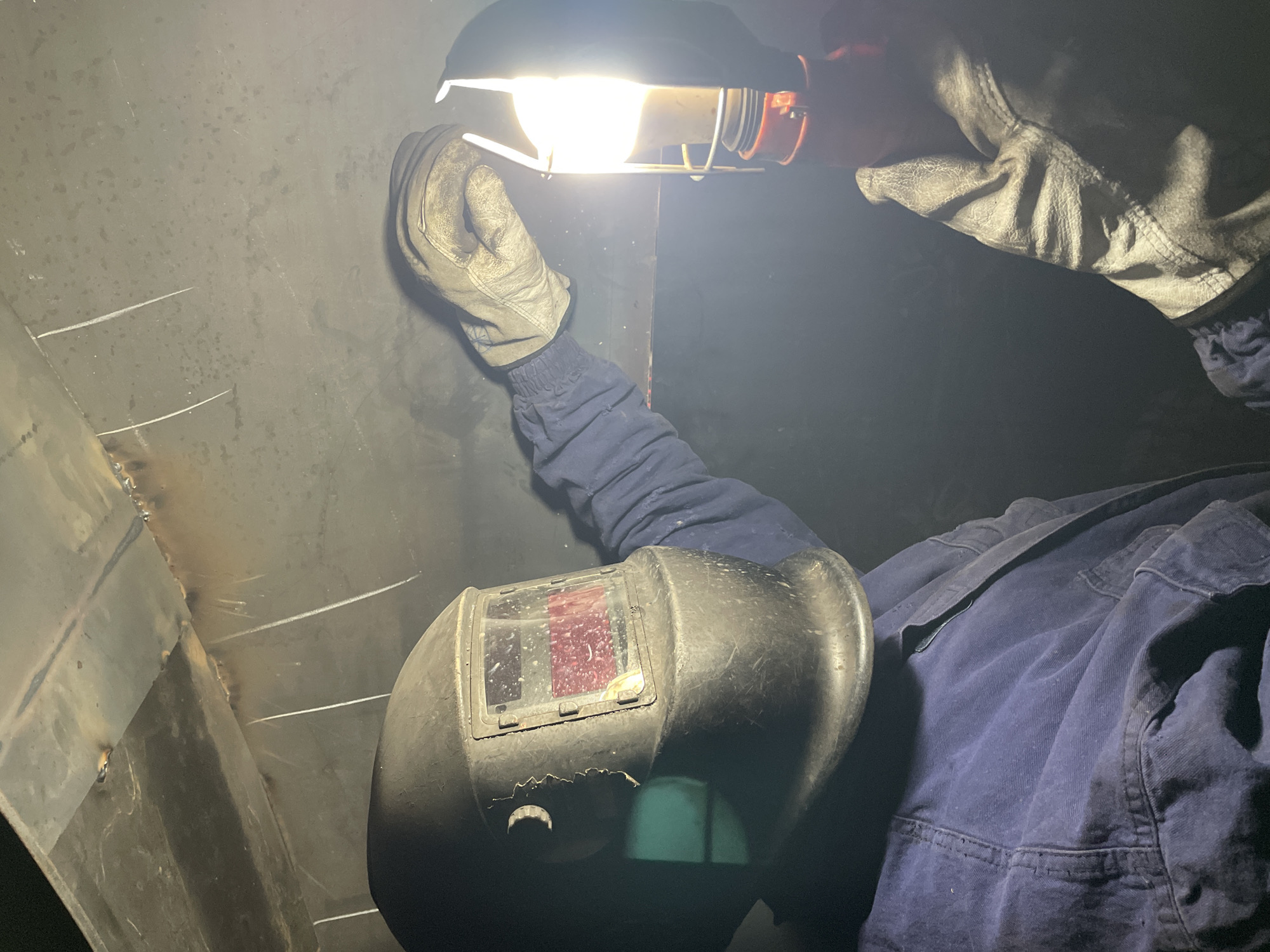 Early morning welding work observed in Zaljevo, Montenegro