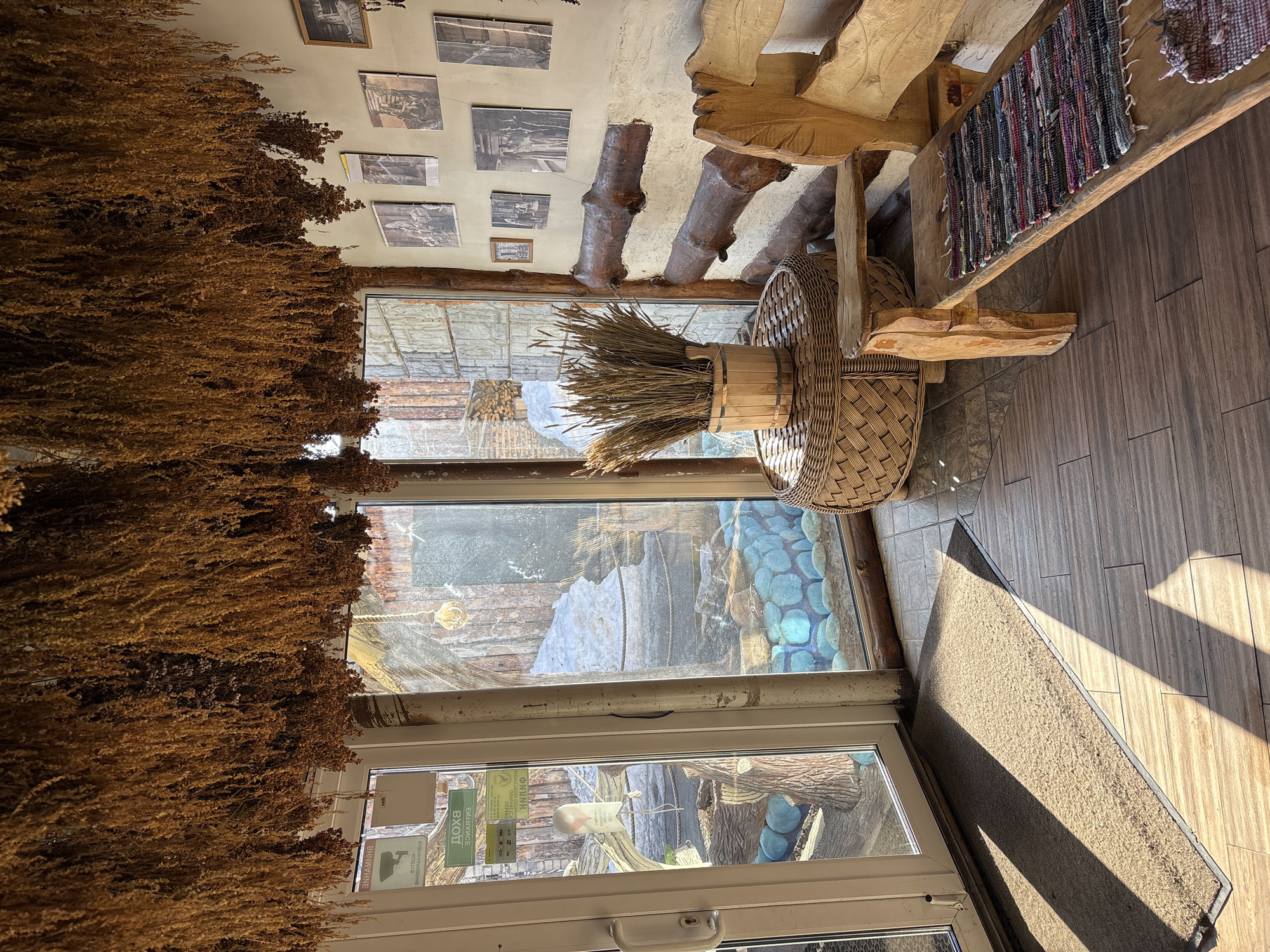 Traditional Russian establishment showcases dried botanical displays in Bely Klyuch