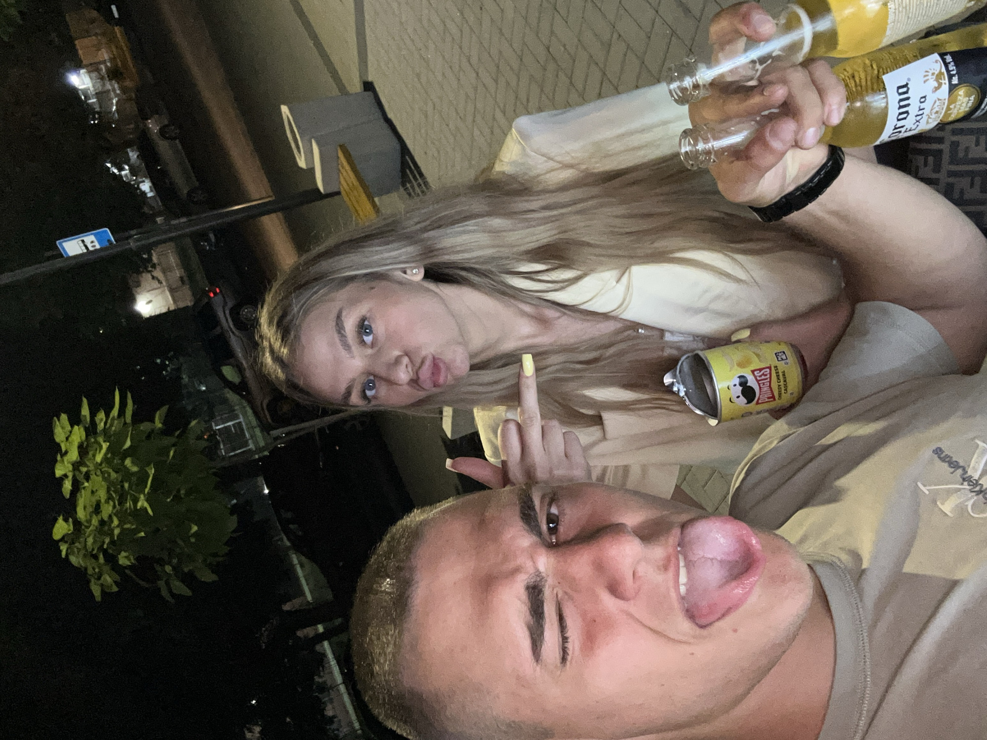 Playful nighttime selfie in Svetovrachene, Bulgaria