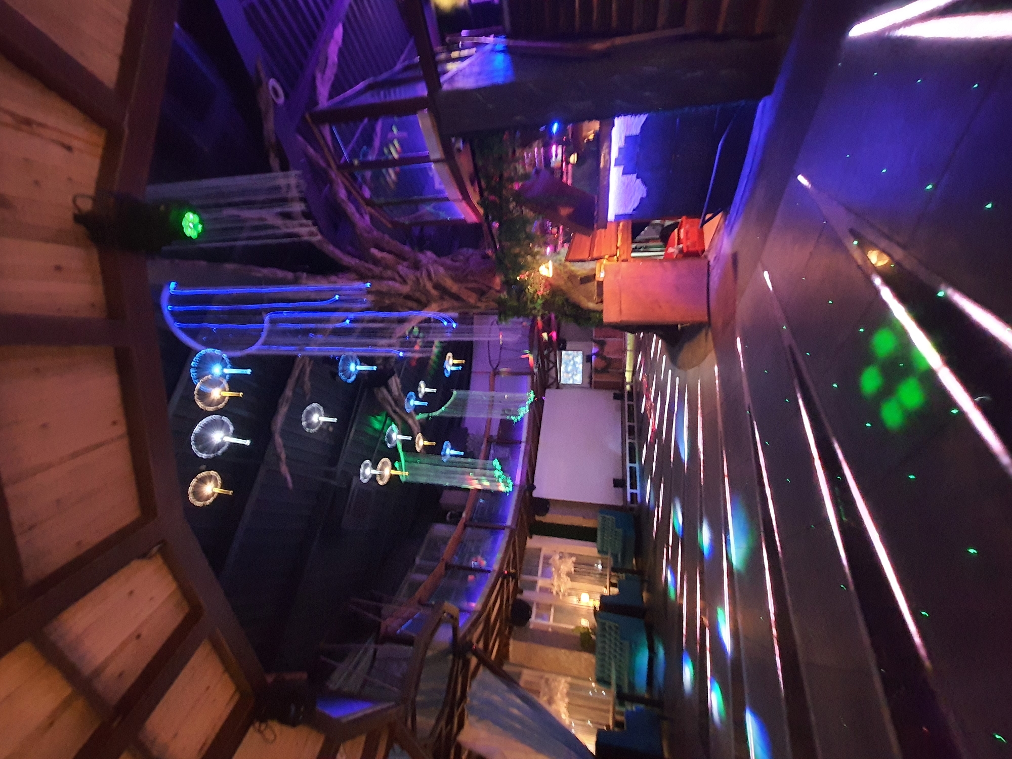 Evening scene captured at entertainment venue in Liski, Russia