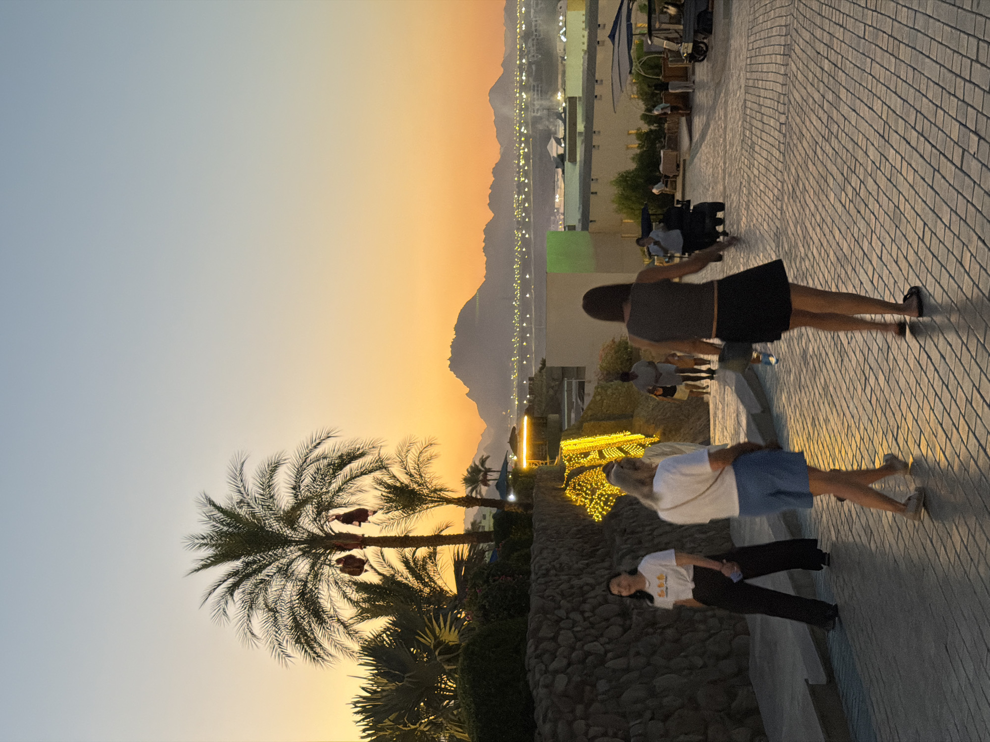 Sharm El Sheikh tourist strip at sunset, summer evening